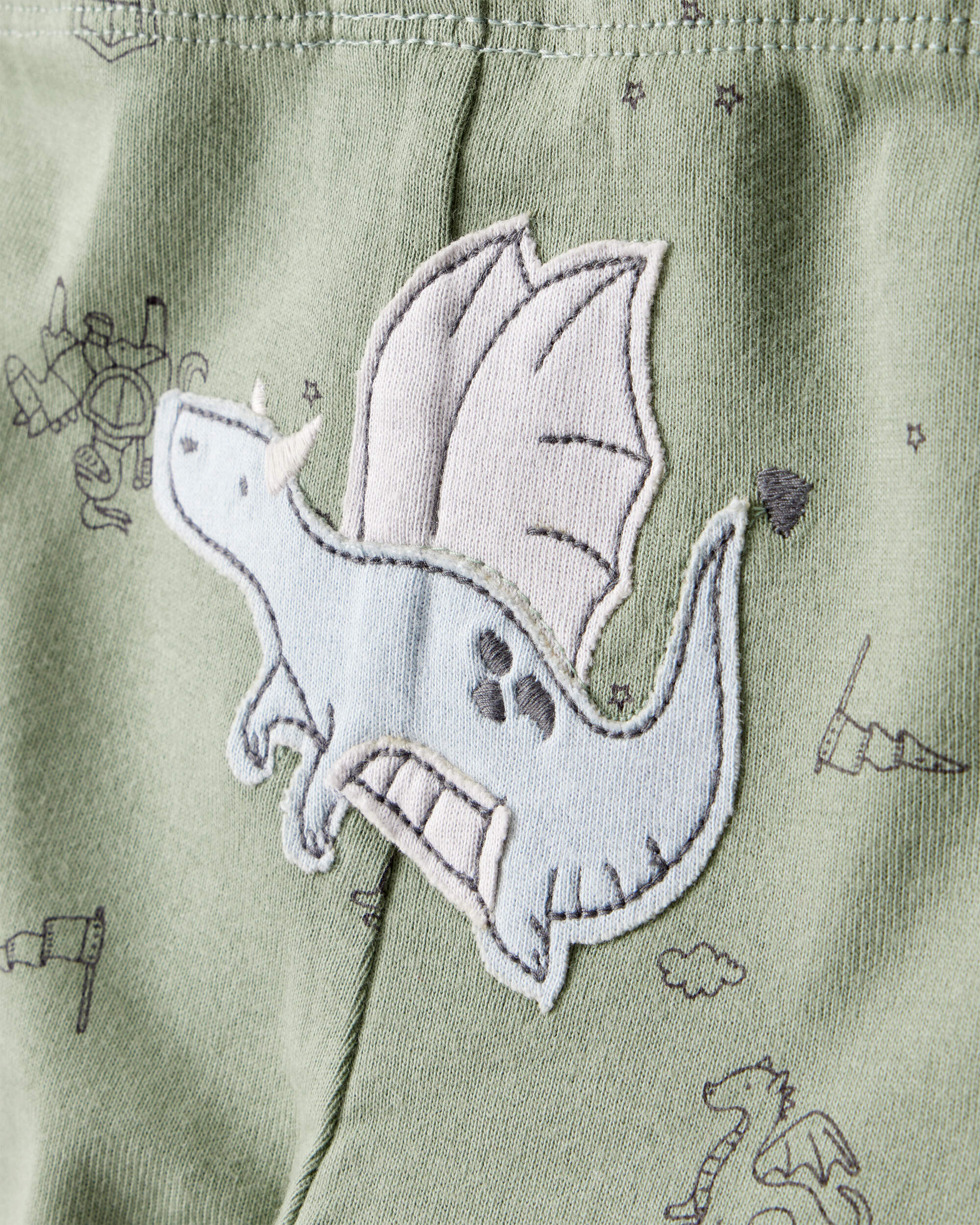 Baby Boy Dragon Print Cotton Long-Sleeve Bodysuit & Pant Set - Green/White