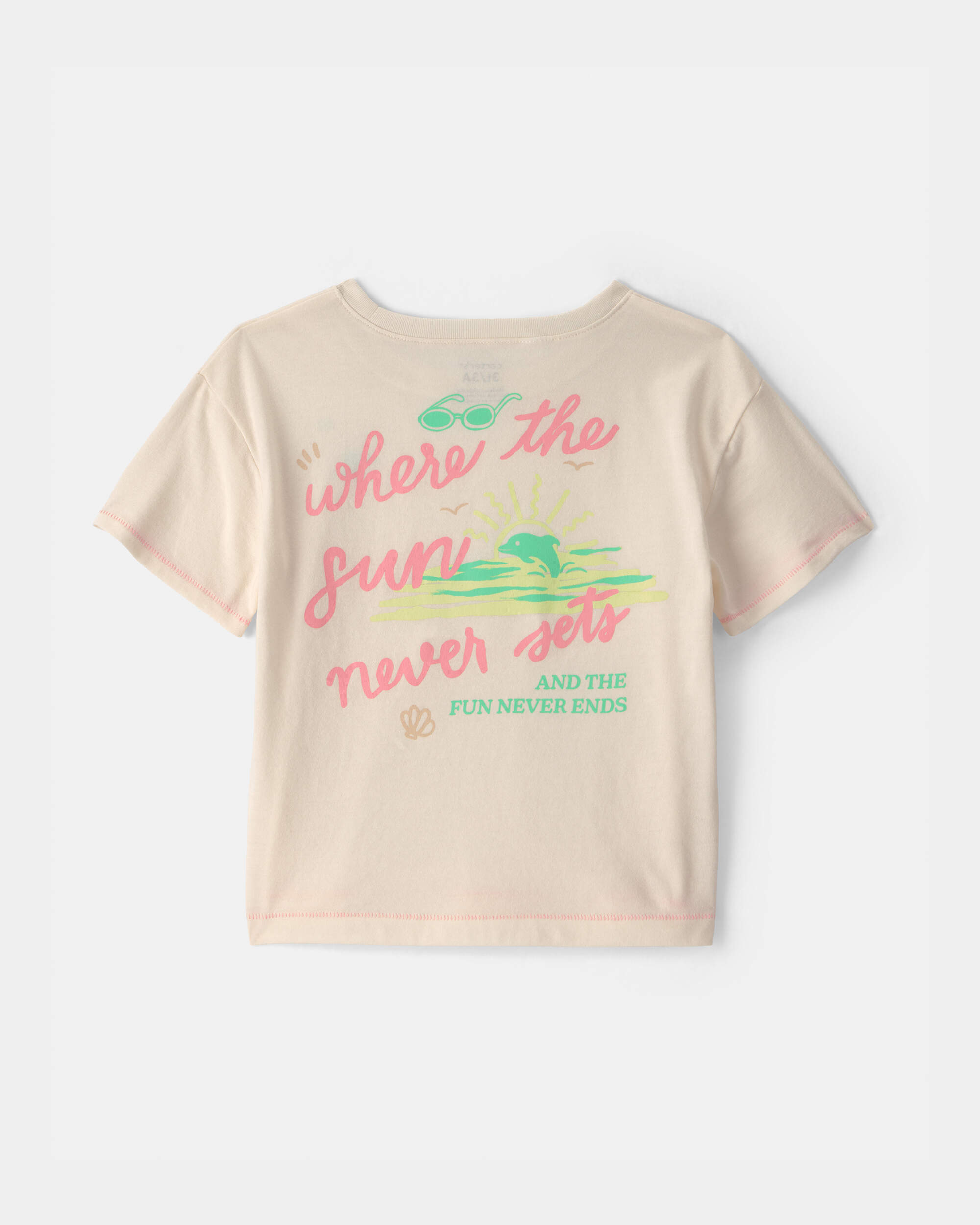 Toddler Girl 'Where the Sun Never Sets' Graphic Tee - Cream