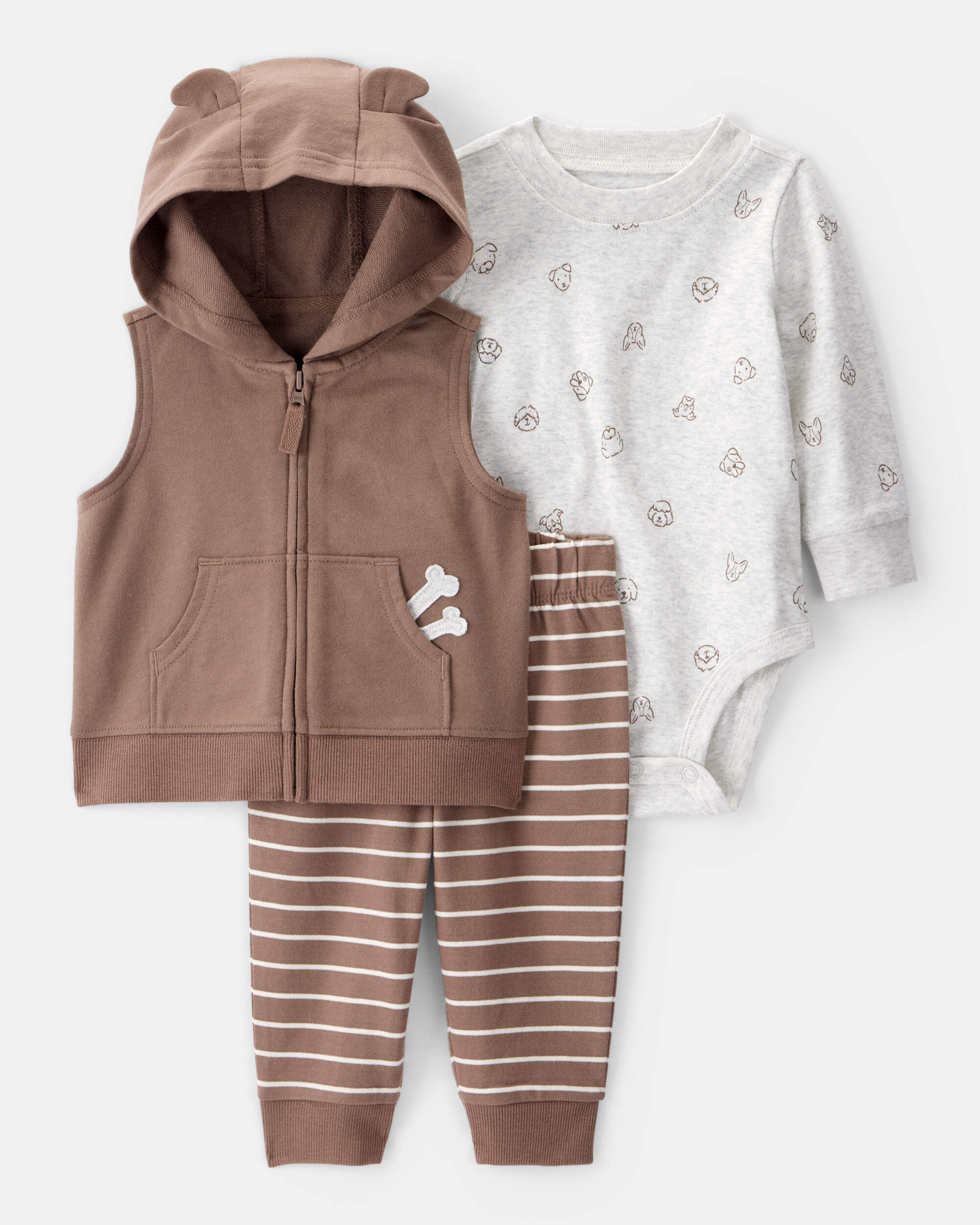 Baby 3-Piece Dog Little Vest Set