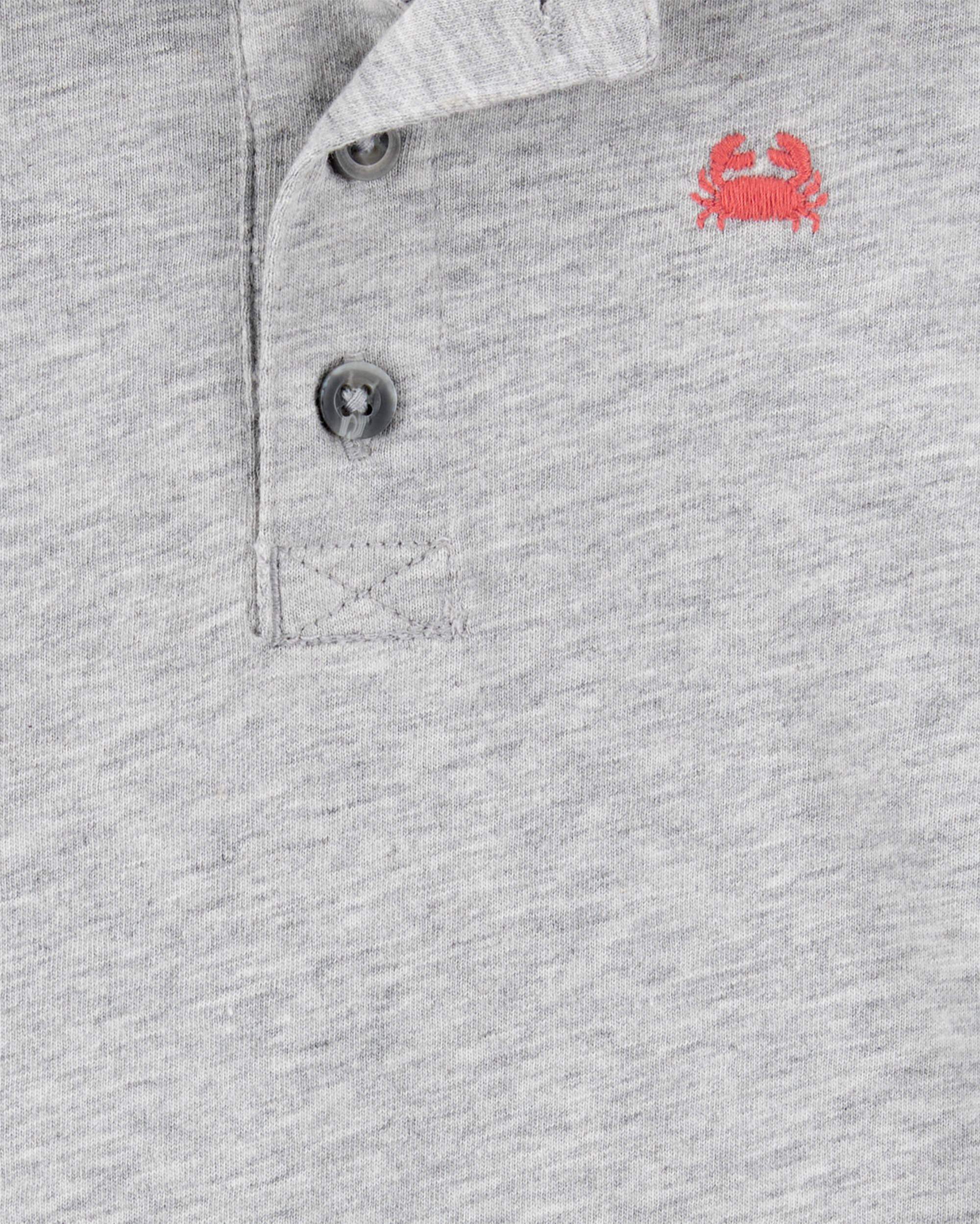 Baby Boy Polo Romper-Grey