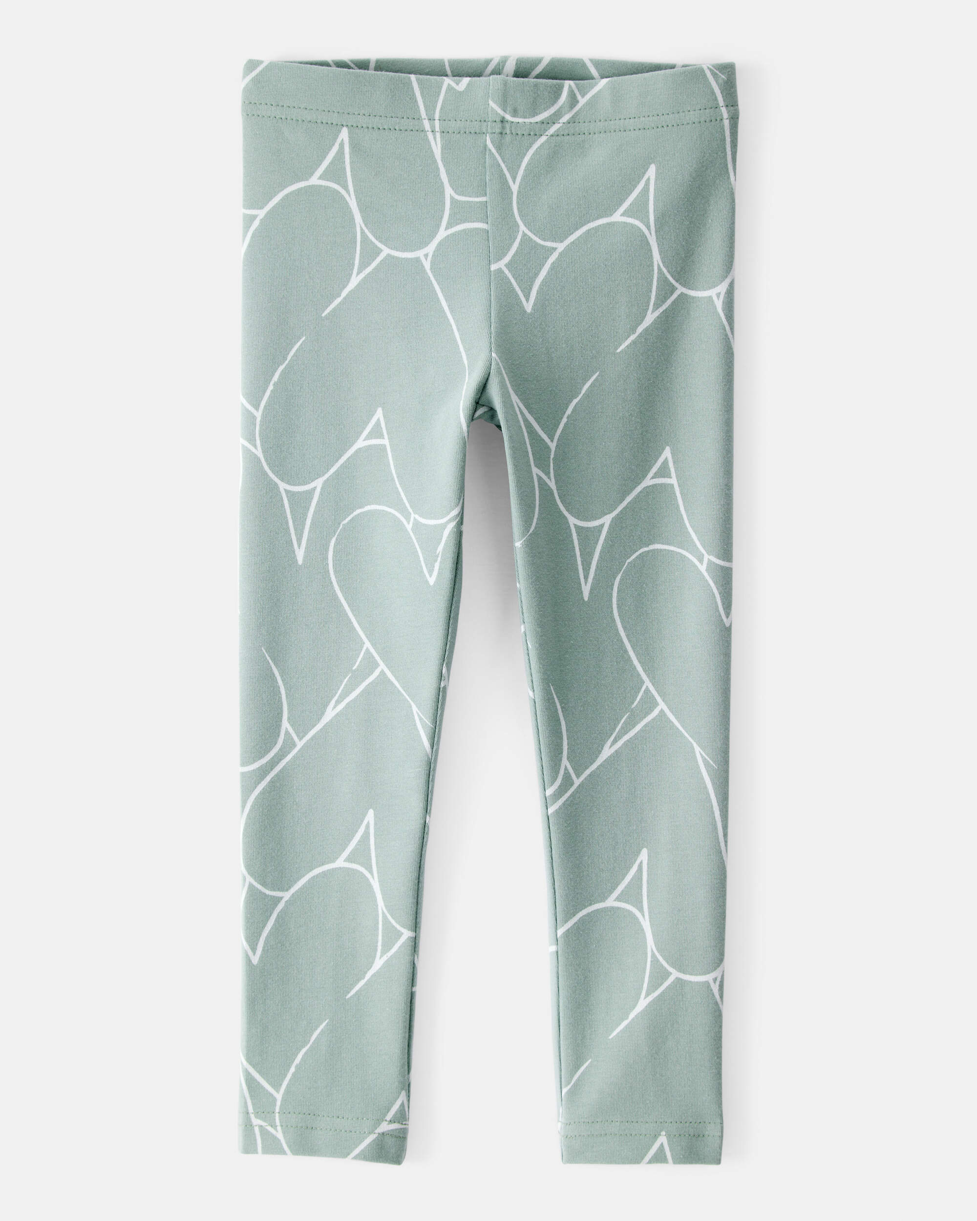 Toddler Girl Cotton Heart Stretch Leggings - Green