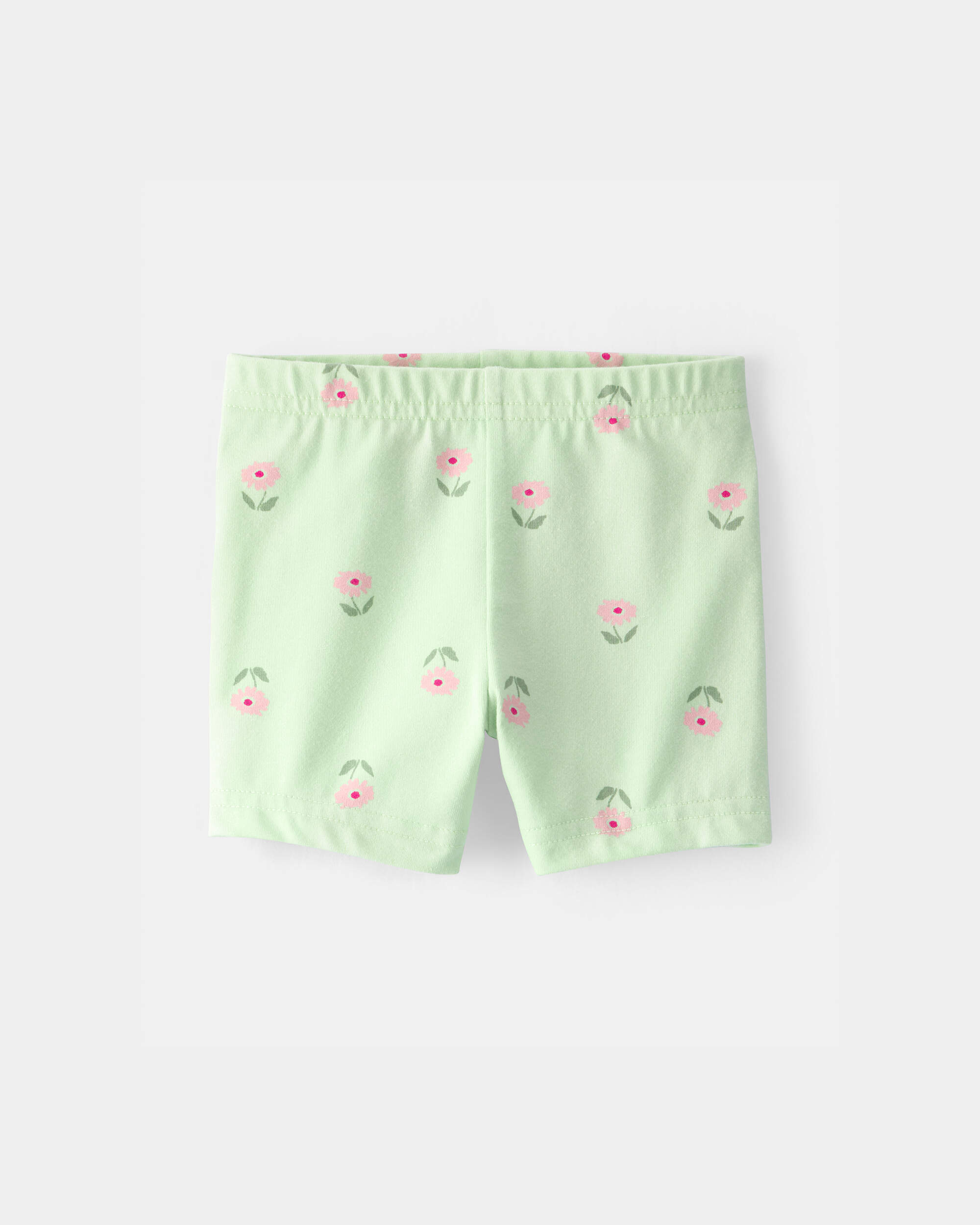 Baby Girl Floral Bike Shorts - Green