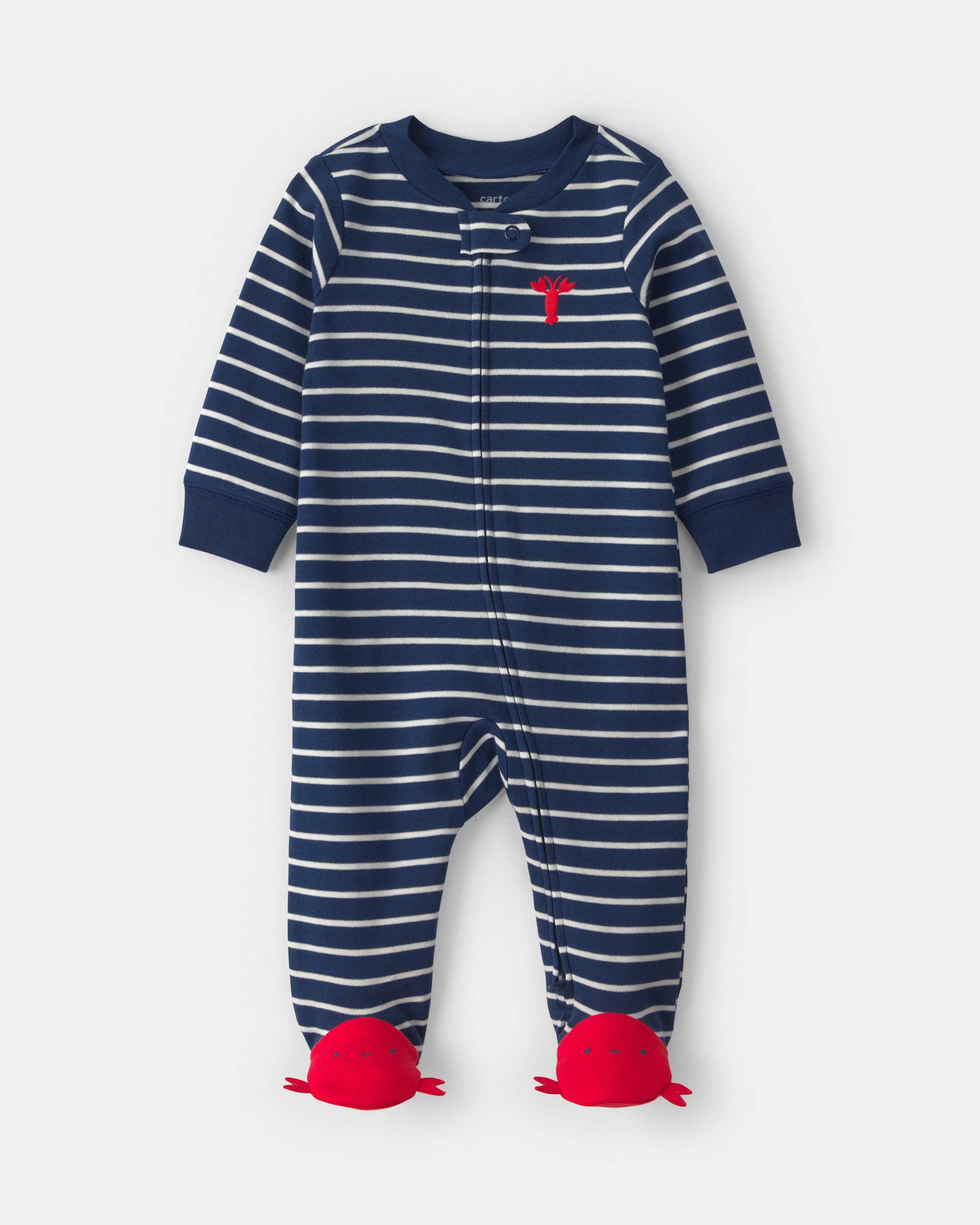 Baby Boy Lobster 2-Way Zip 100% Cotton Sleeper - Blue