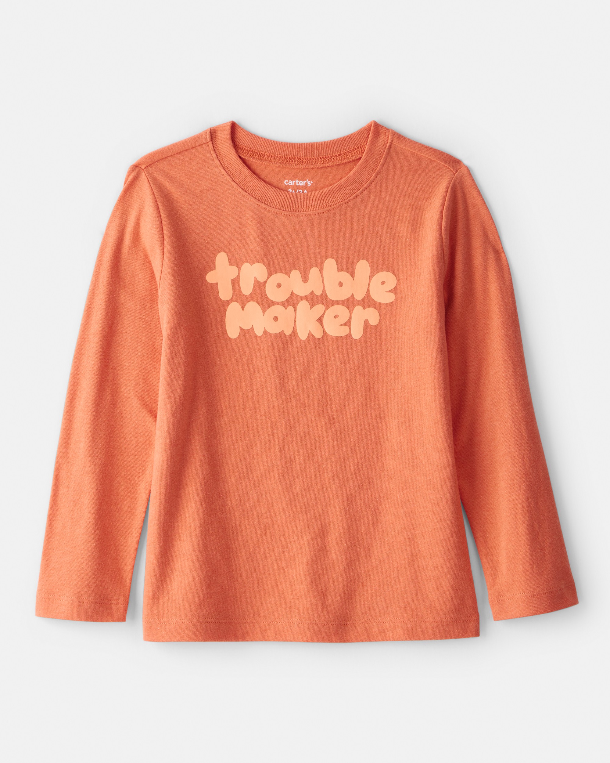 Toddler Boy Troublemaker Long-Sleeve Graphic Tee - Orange