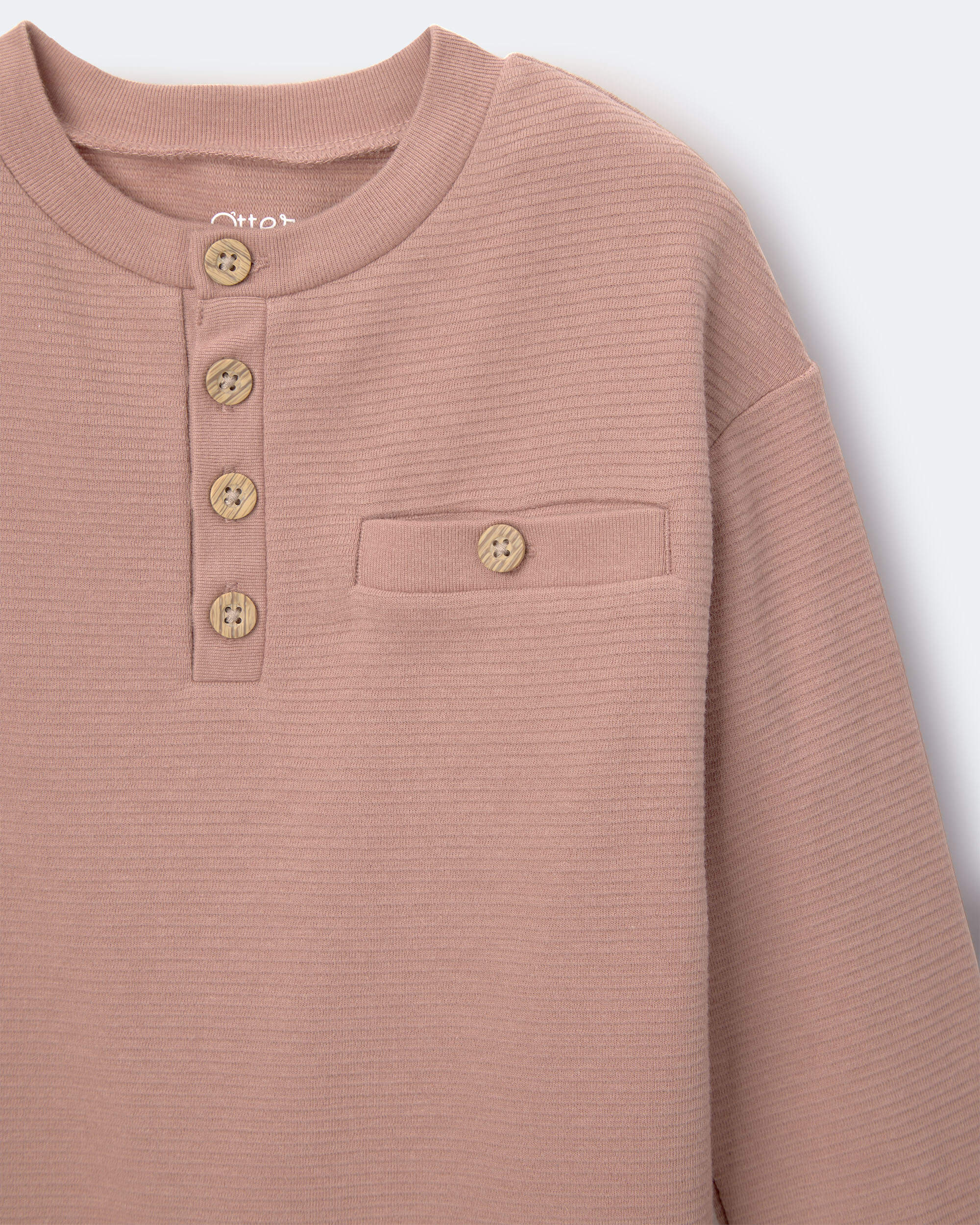 Toddler Boy Long Sleeve Henley - Mocha Brown