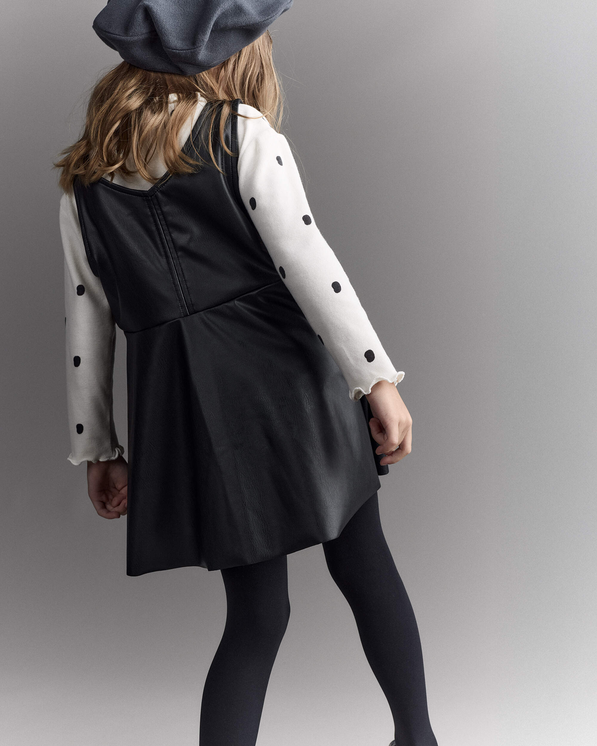 Toddler Girl Faux Leather Sleeveless Dress - Black