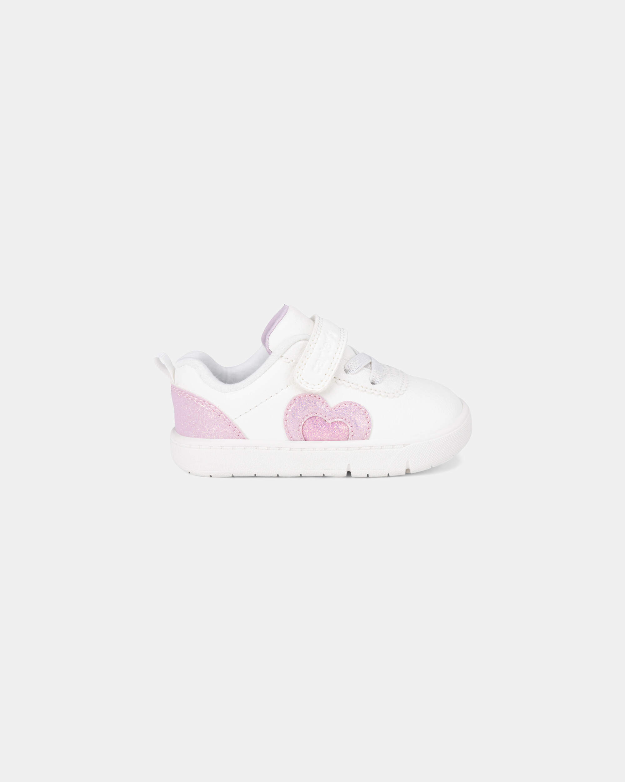 Baby Girl Every Step® First Walker Shimmer Heart Sneakers - White/Pink