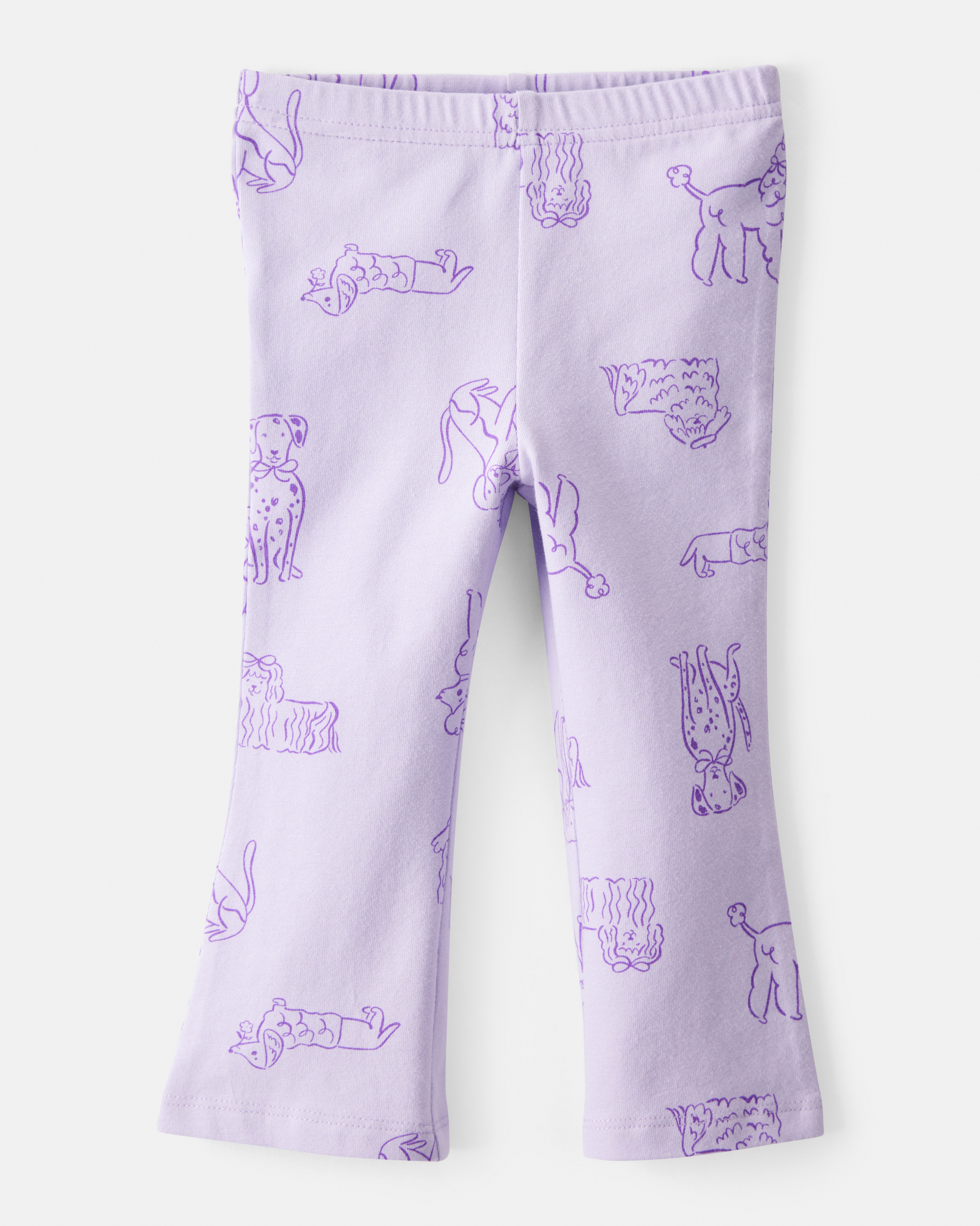 Baby Girl Dog Print Pull-On Flare Stretch Leggings - Purple