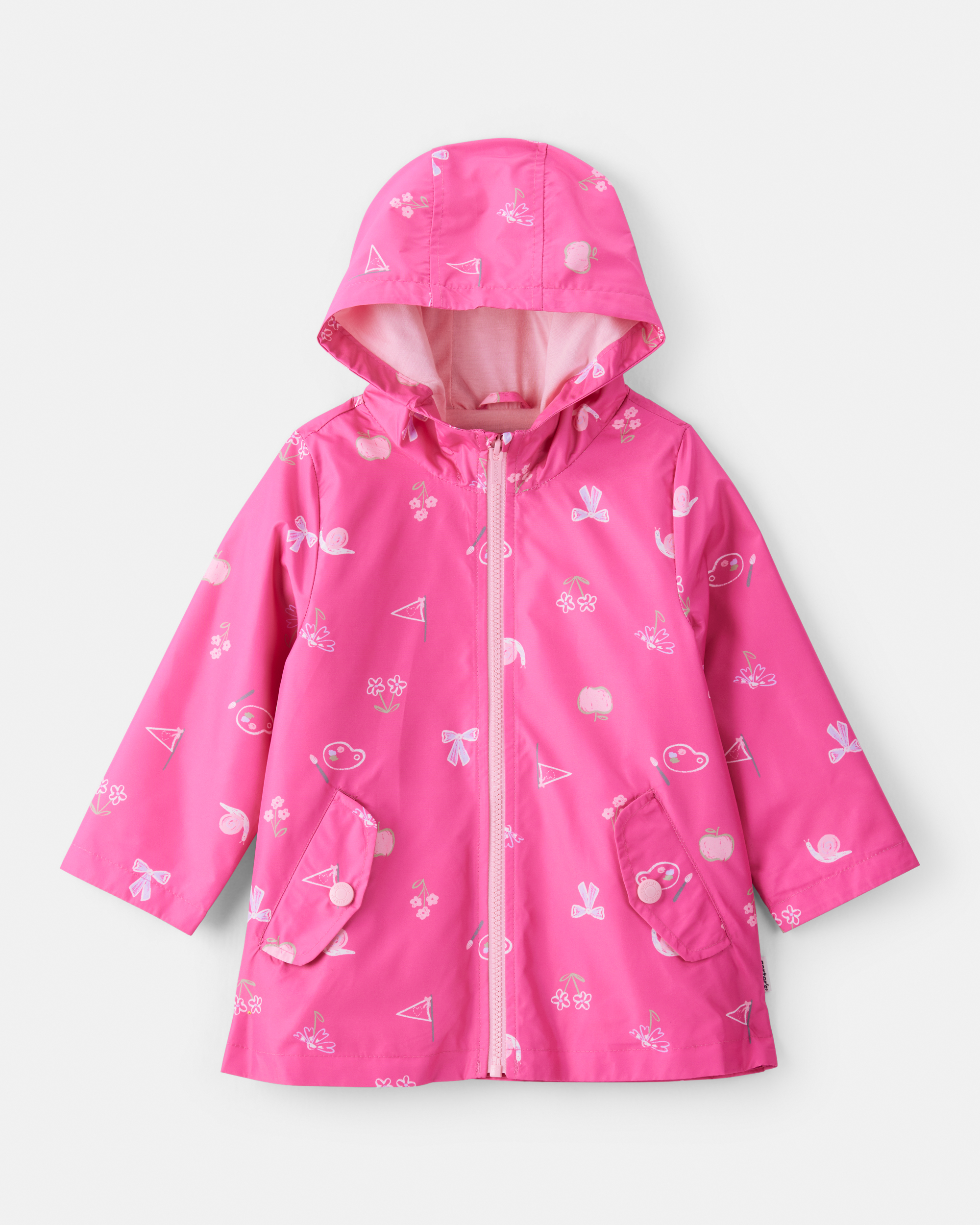 Toddler Girl Novelty Print Rain Jacket - Pink