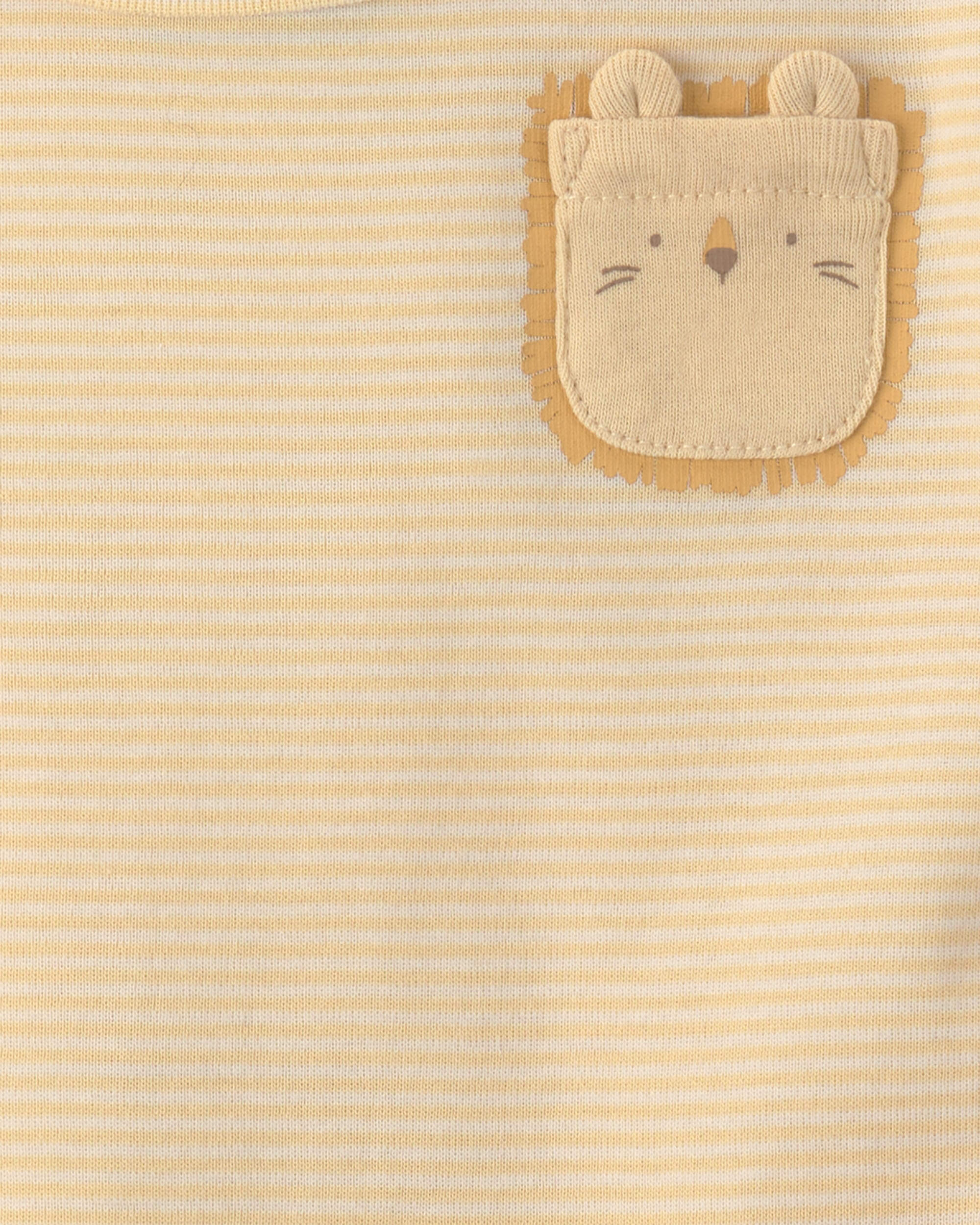 Baby 2-Pack Lion Short-Sleeve Rompers - Yellow/Ivory