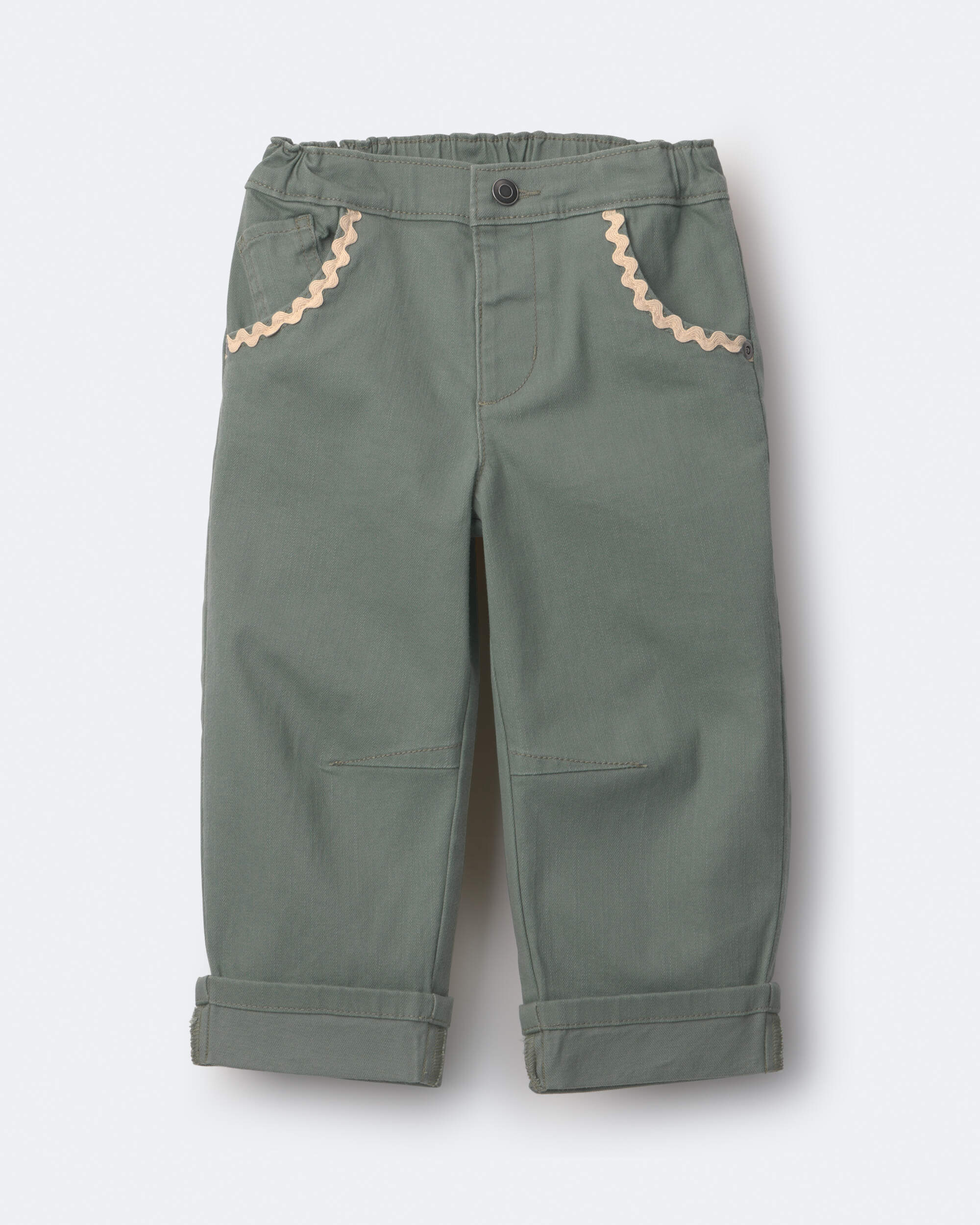 Toddler Girl Ric-Rack Cuffed Barrel Pant - Olive