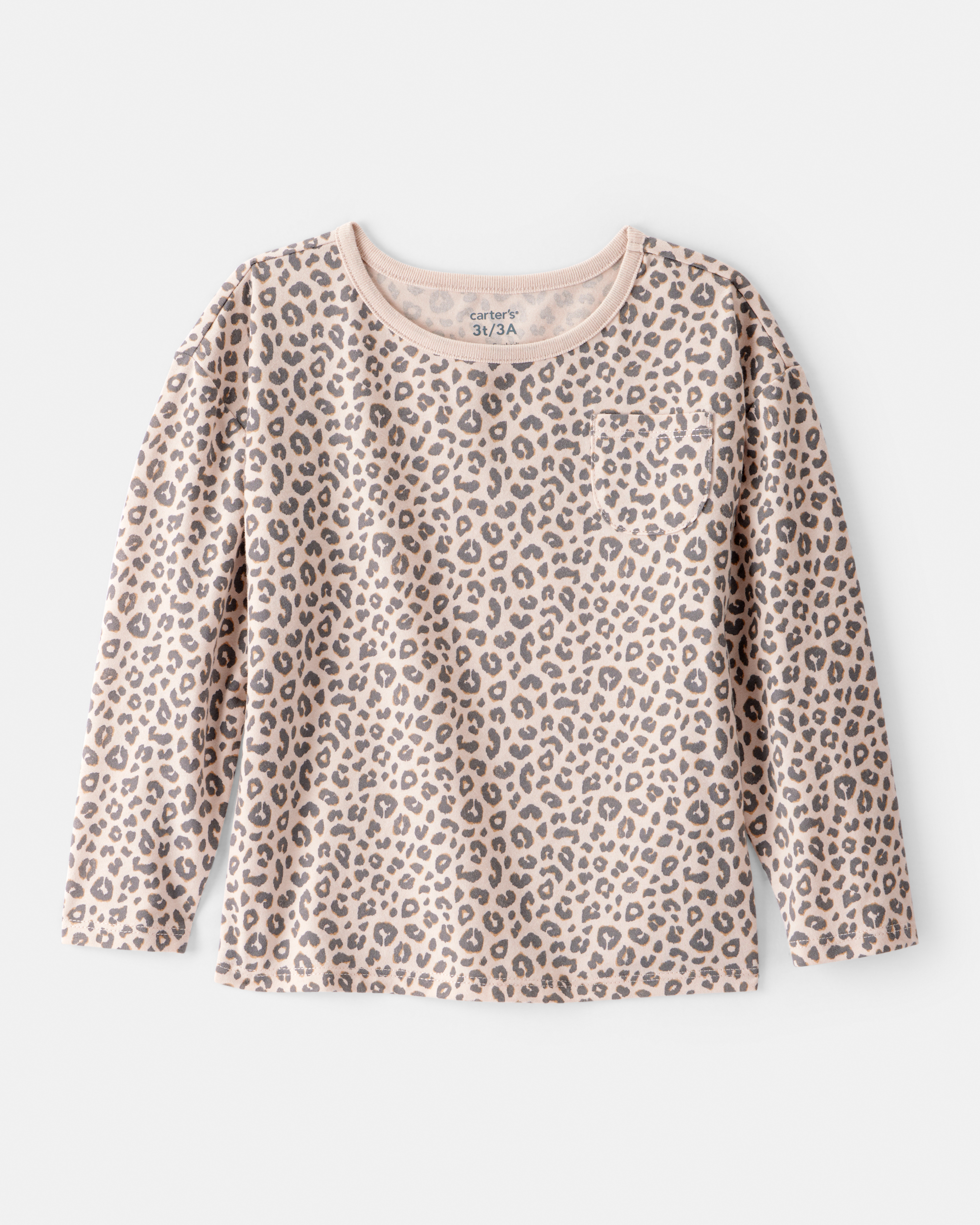Toddler Girl Leopard Print Long-Sleeve Top - Brown