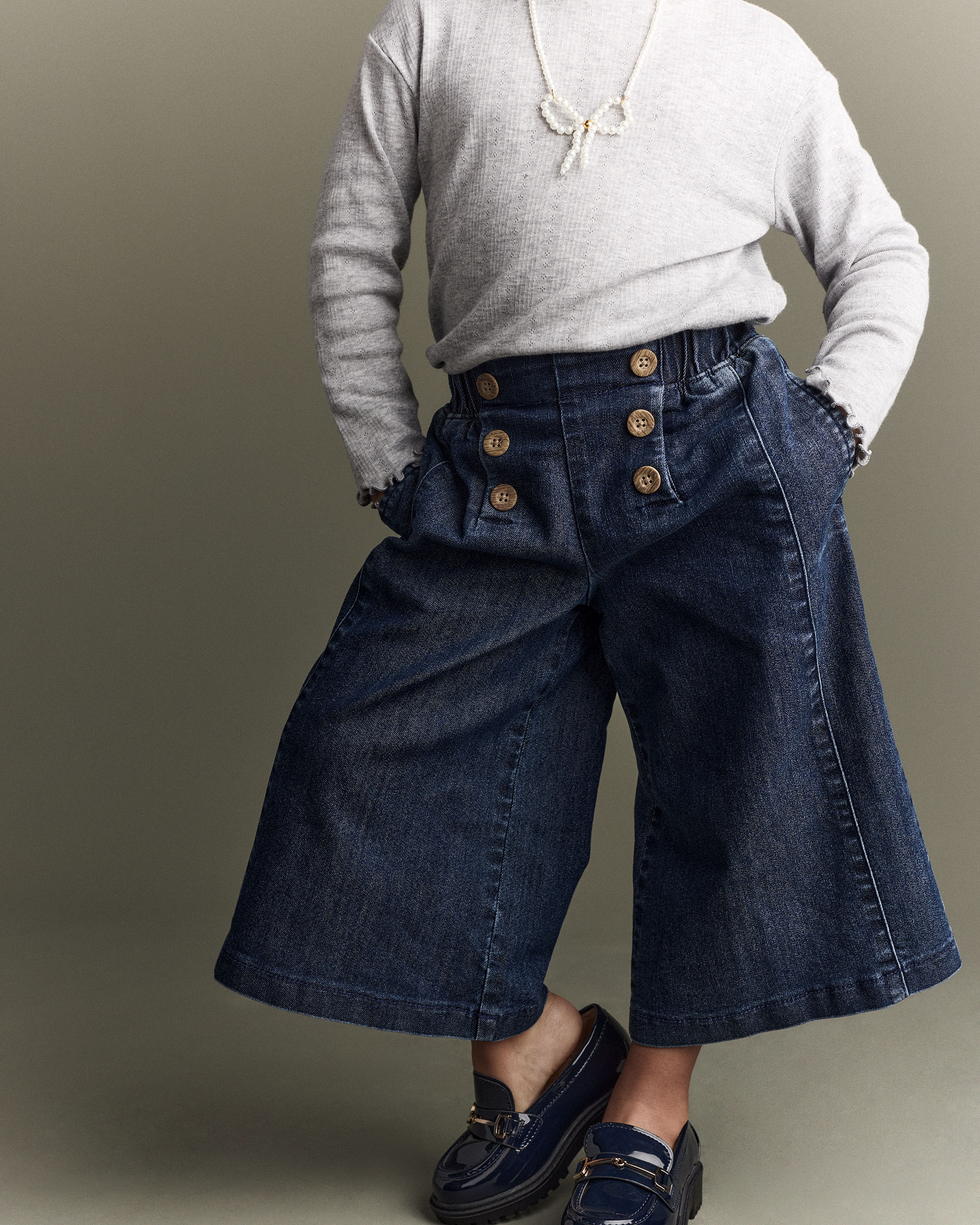 Toddler Girl Urban Wide Leg Denim Pant - Blue
