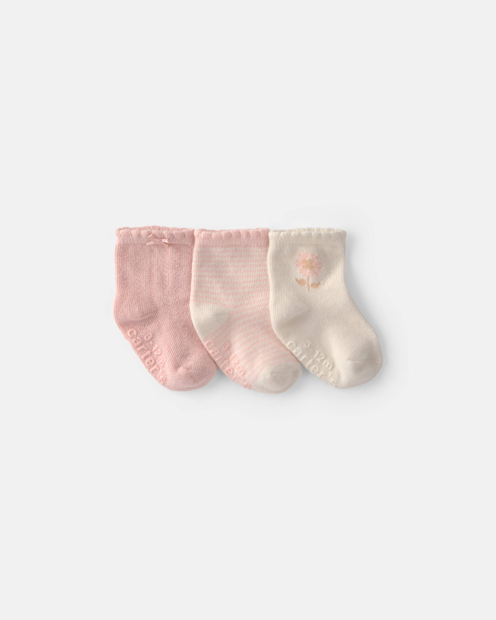 Baby Girl 3-Pack Floral Booties - Pink