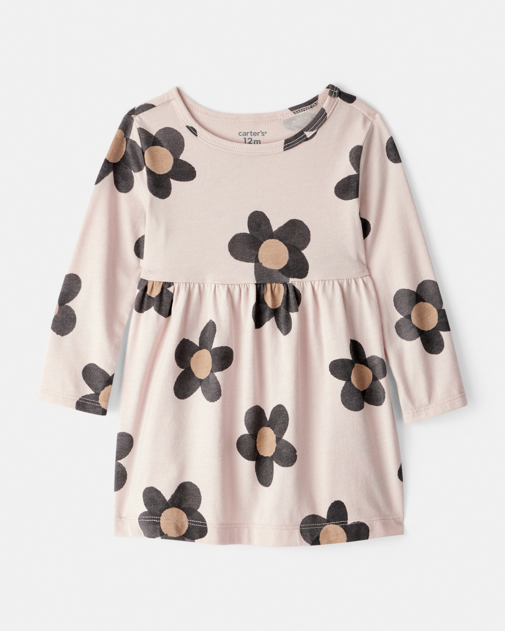Baby Girl Floral Print Long-Sleeve Dress - Ivory