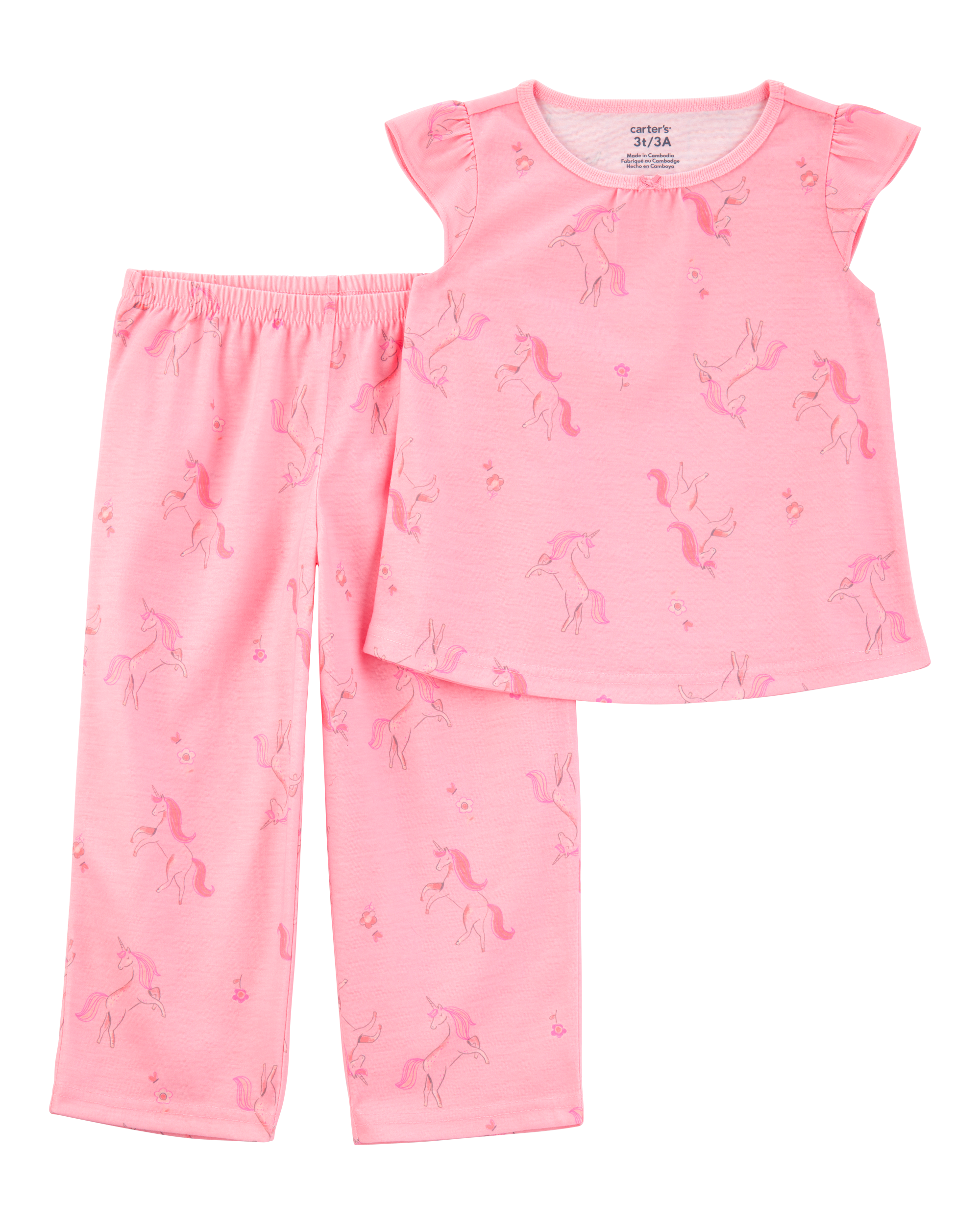 Toddler Girl Unicorn Print Loose Fit 2-Piece Pyjamas - Pink