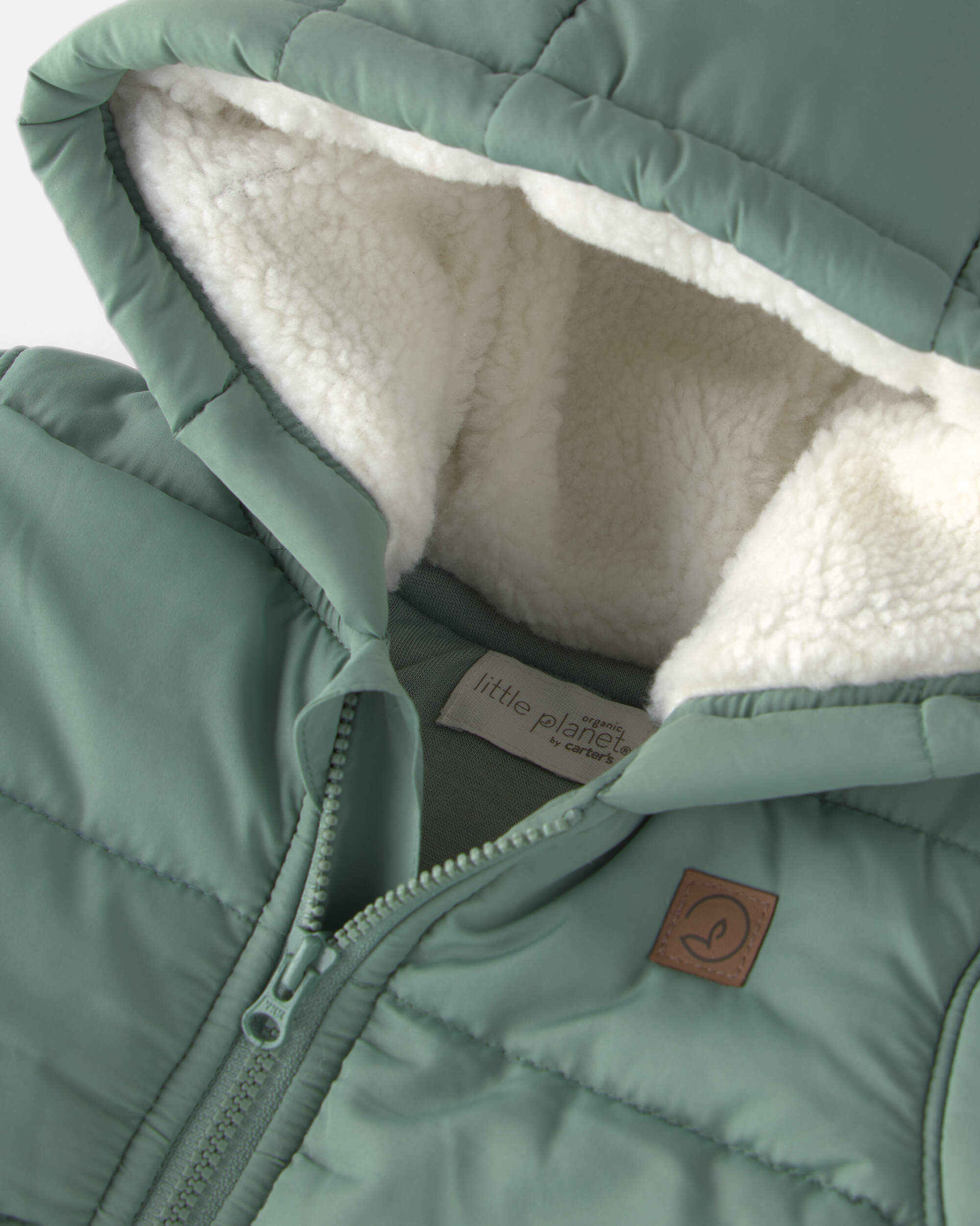 Baby Recycled Teddy Fleece Hooded Puffer Jacket