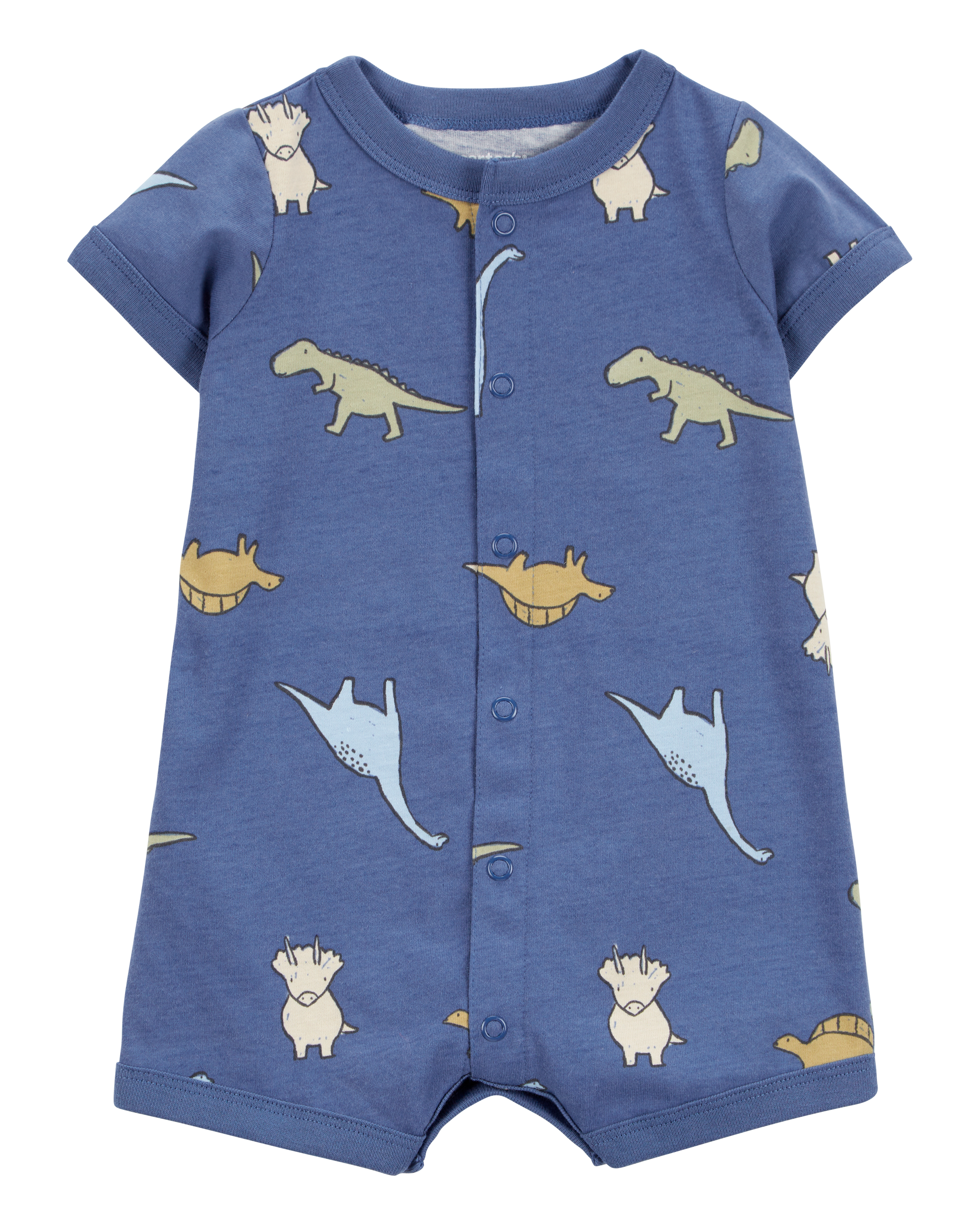 Baby Dinosaur Print Jersey Short-Sleeve Romper - Blue