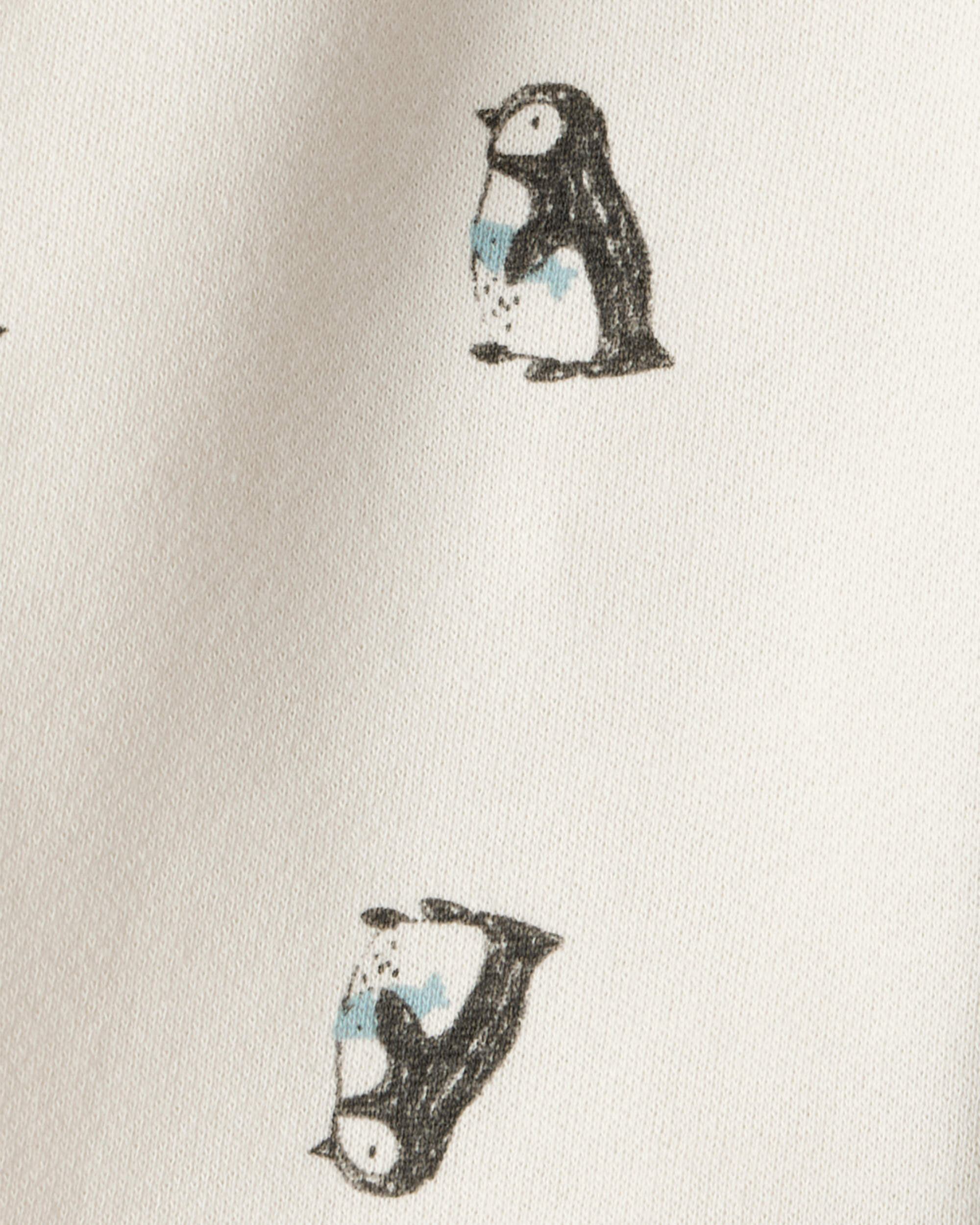 Baby Boy Penguin Print Fleece Pants - Cream