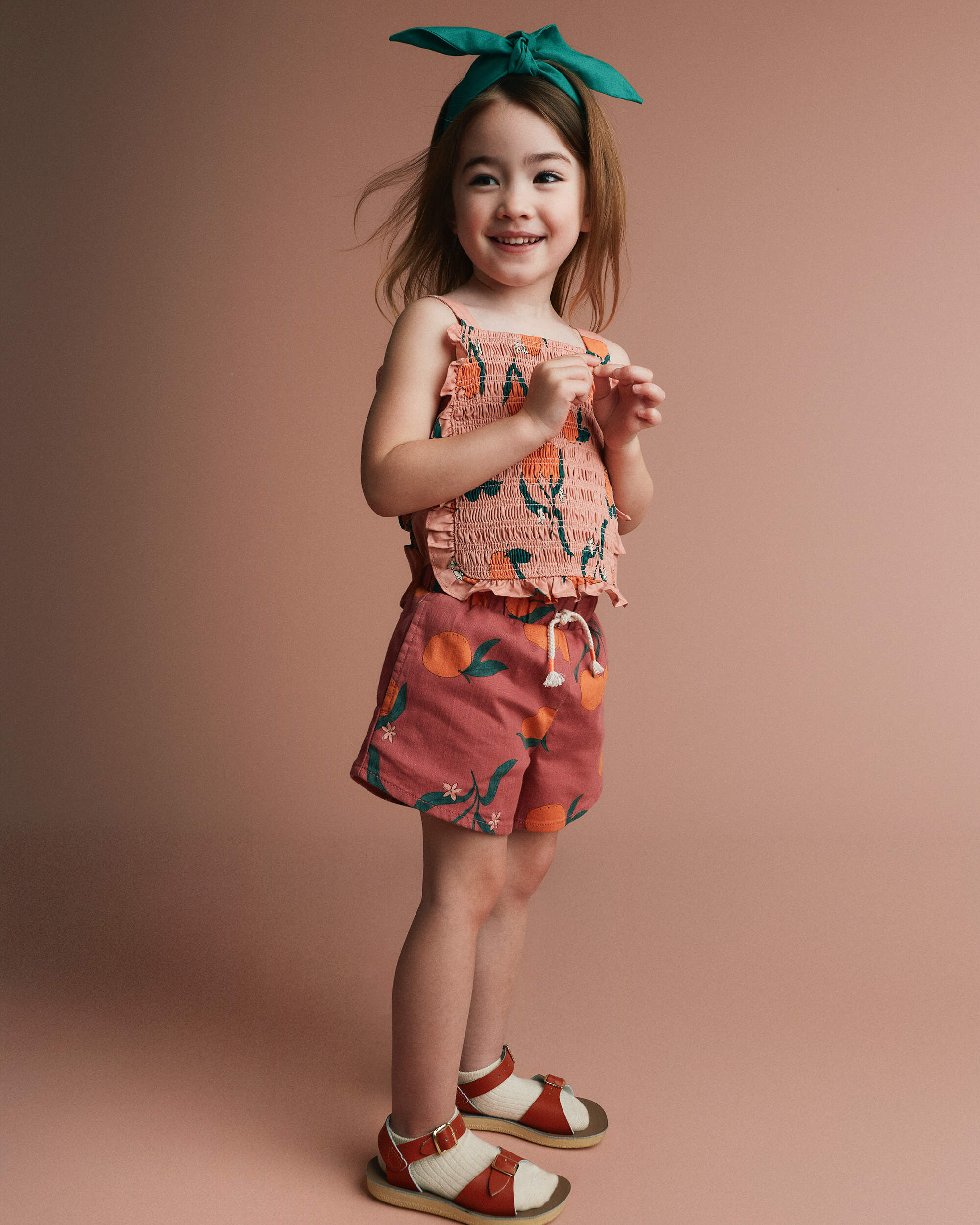 Toddler Girl A-Line Shorts Clementine Grove Print - Burgundy