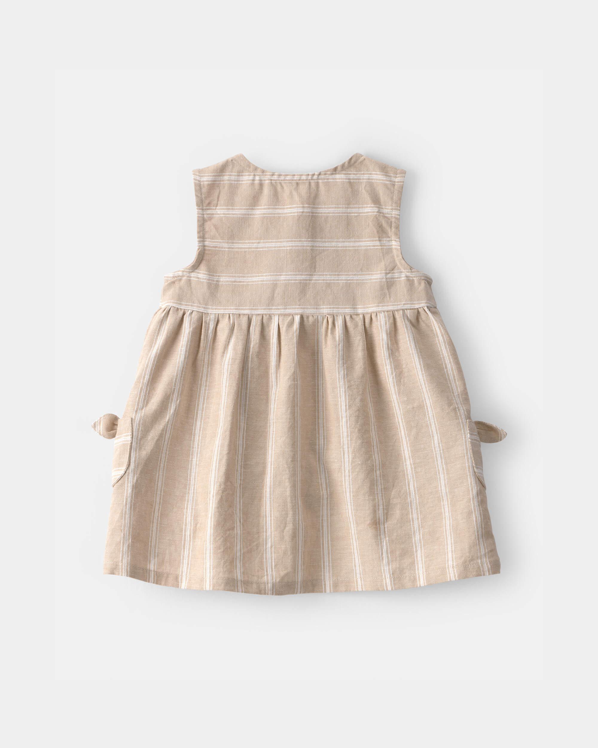Baby Girl Stripe Sleeveless Dress - Khaki/Ivory