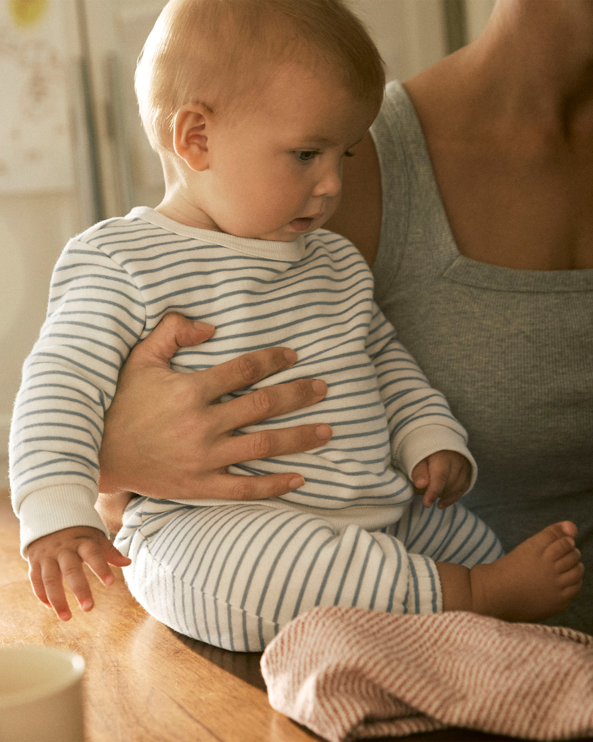 Baby Boy Stripe Fleece Pullover Sweatshirt - Blue