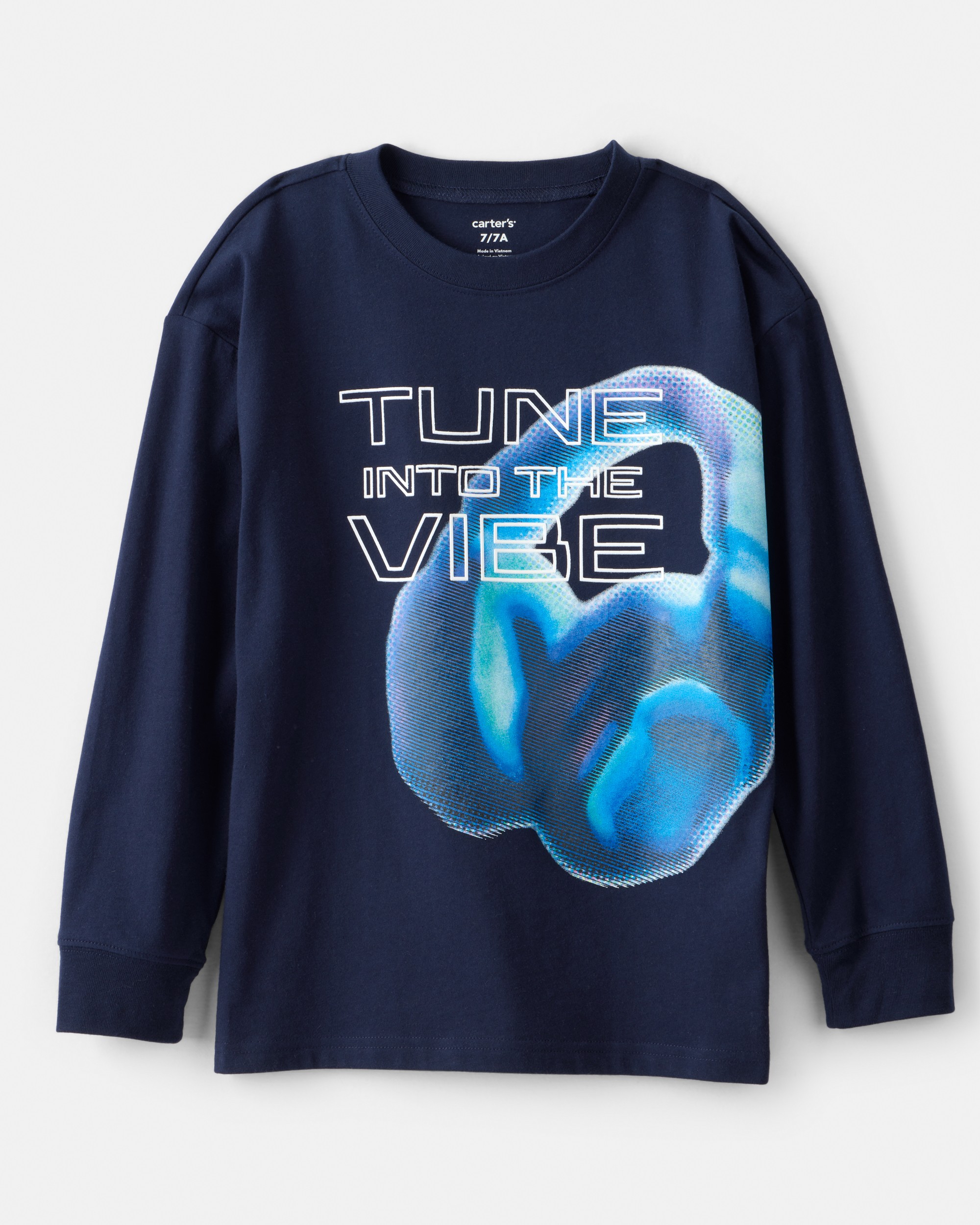 Boys Head Phones Long-Sleeve Graphic Tee - Blue