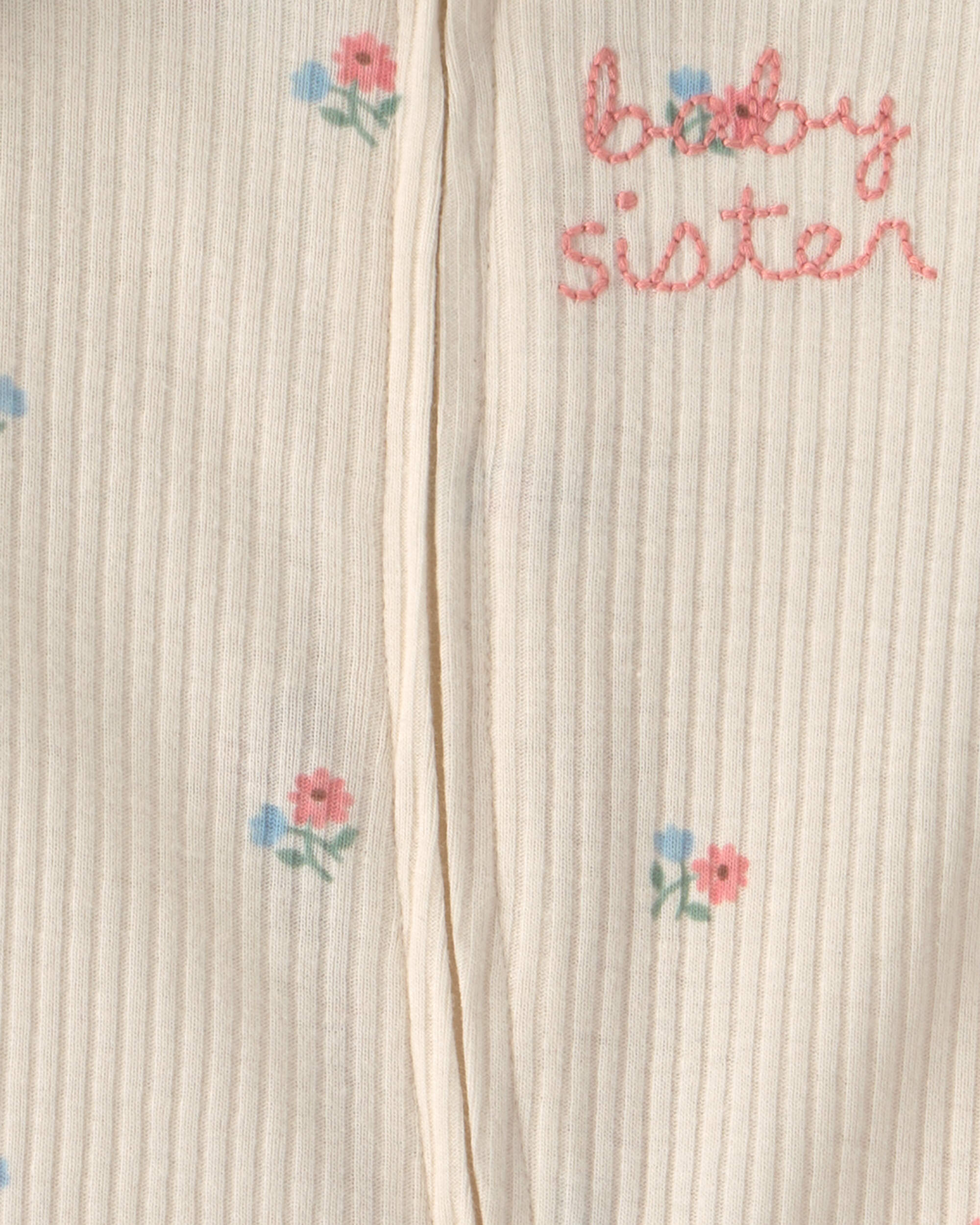 Baby Girl Sister' Cotton 2-Way Zip Sleeper - Ivory