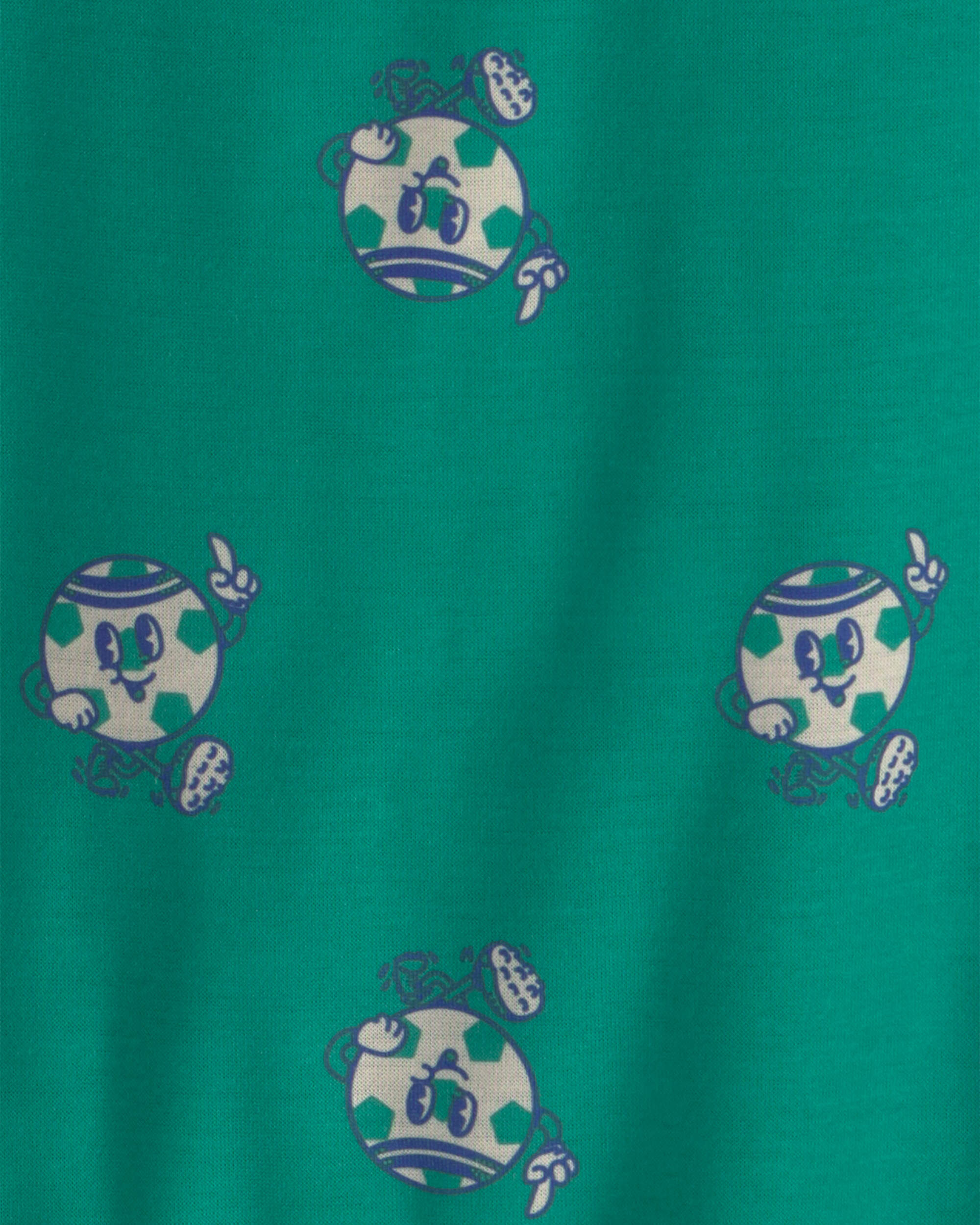 Toddler Boy Soccer Short-Sleeve Loose Fit 2-Piece Pyjama Set - Green/Grey