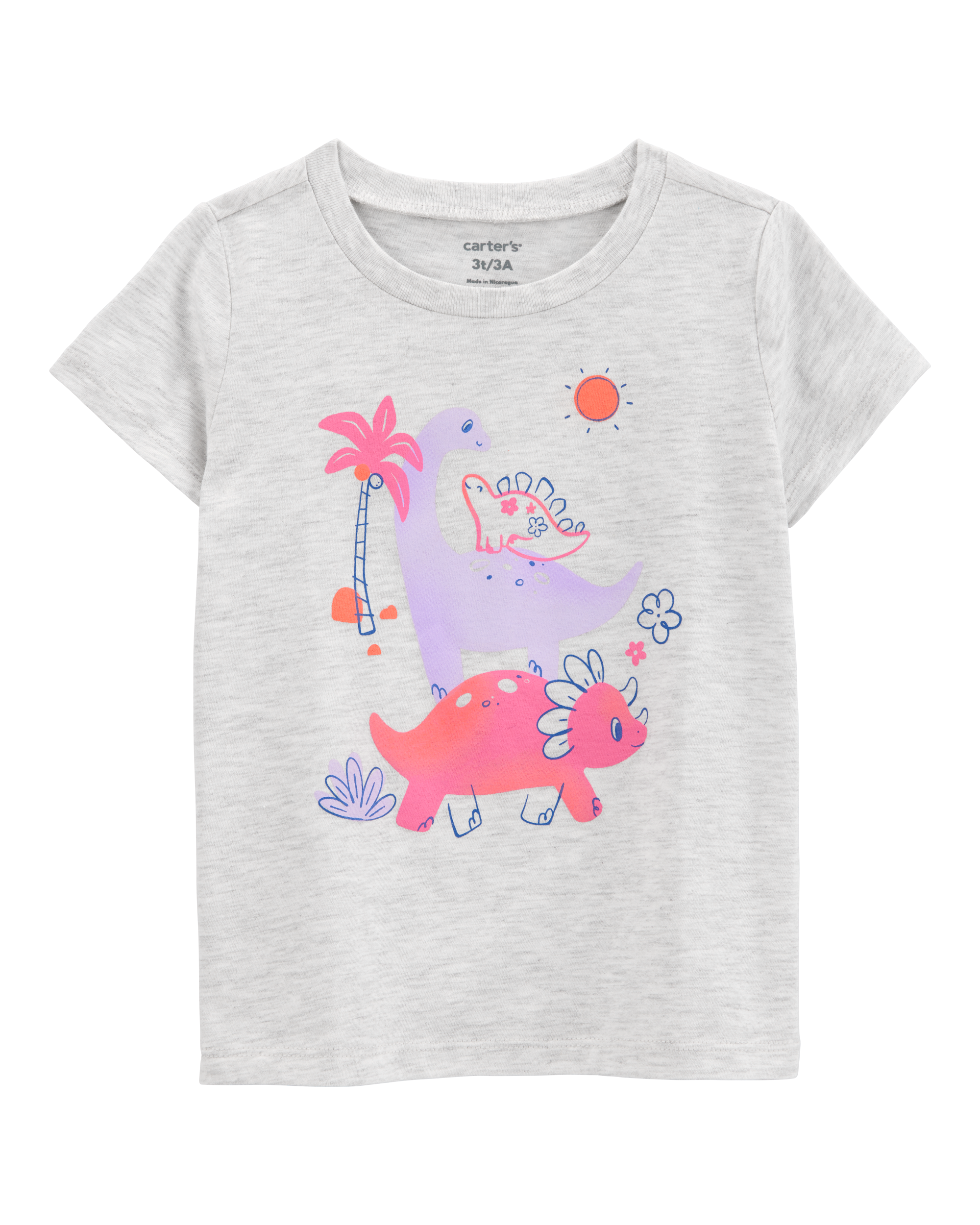 Toddler Dinosaur Short-Sleeve Graphic Tee - Grey
