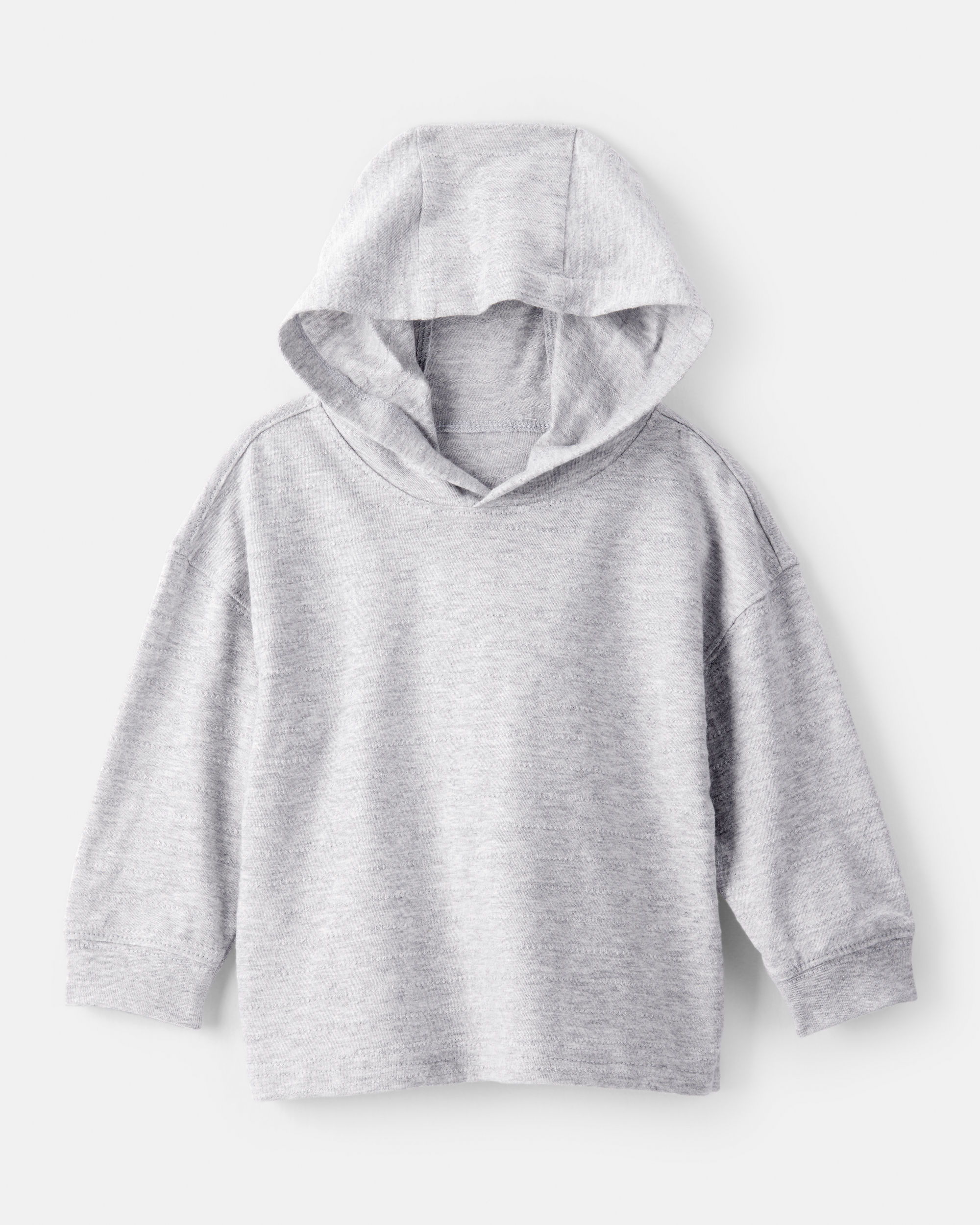 Baby Boy Cotton Long-Sleeve Hooded Top - Grey