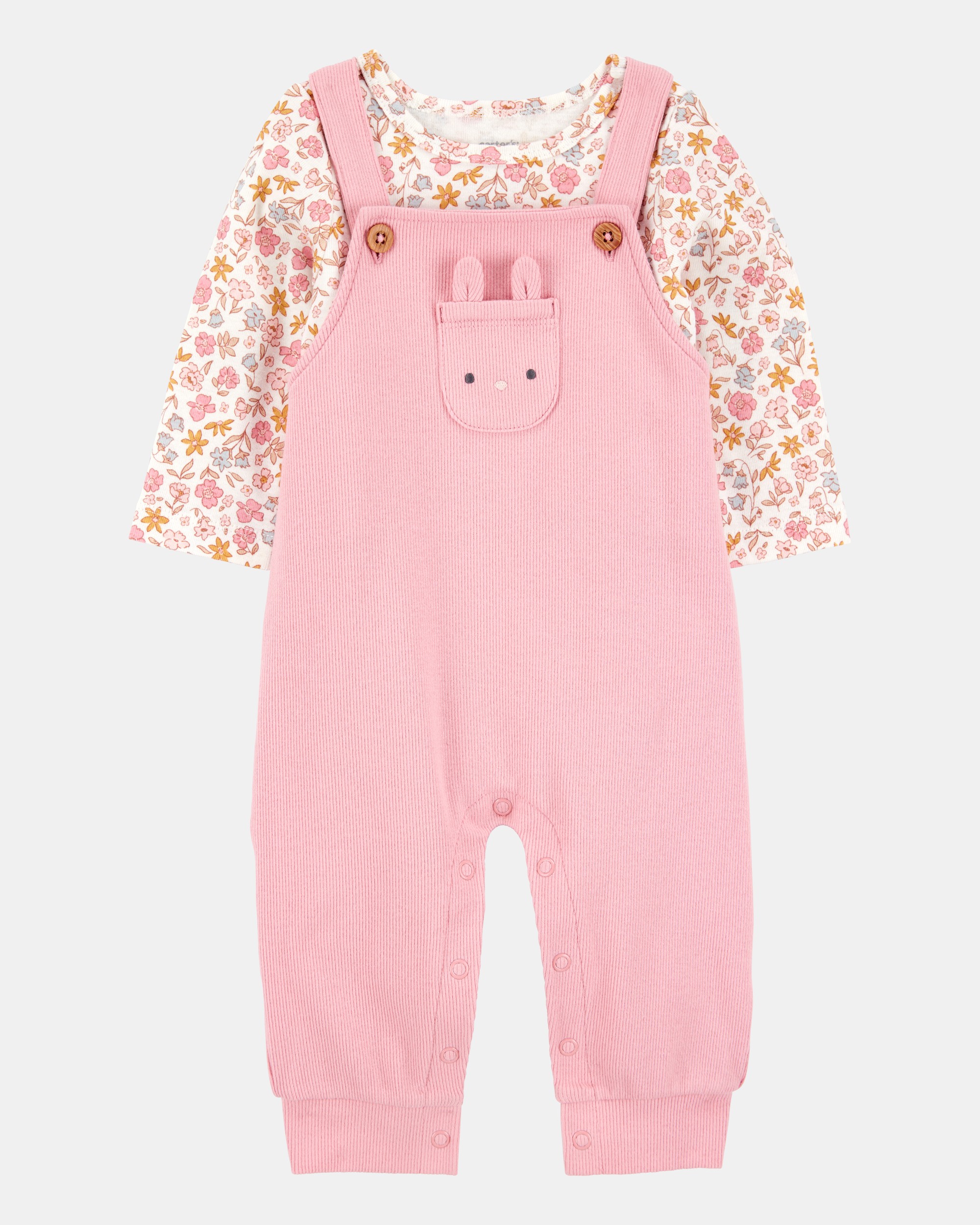 Baby Girl 2-Piece Floral Long-Sleeve Tee & Coverall Set