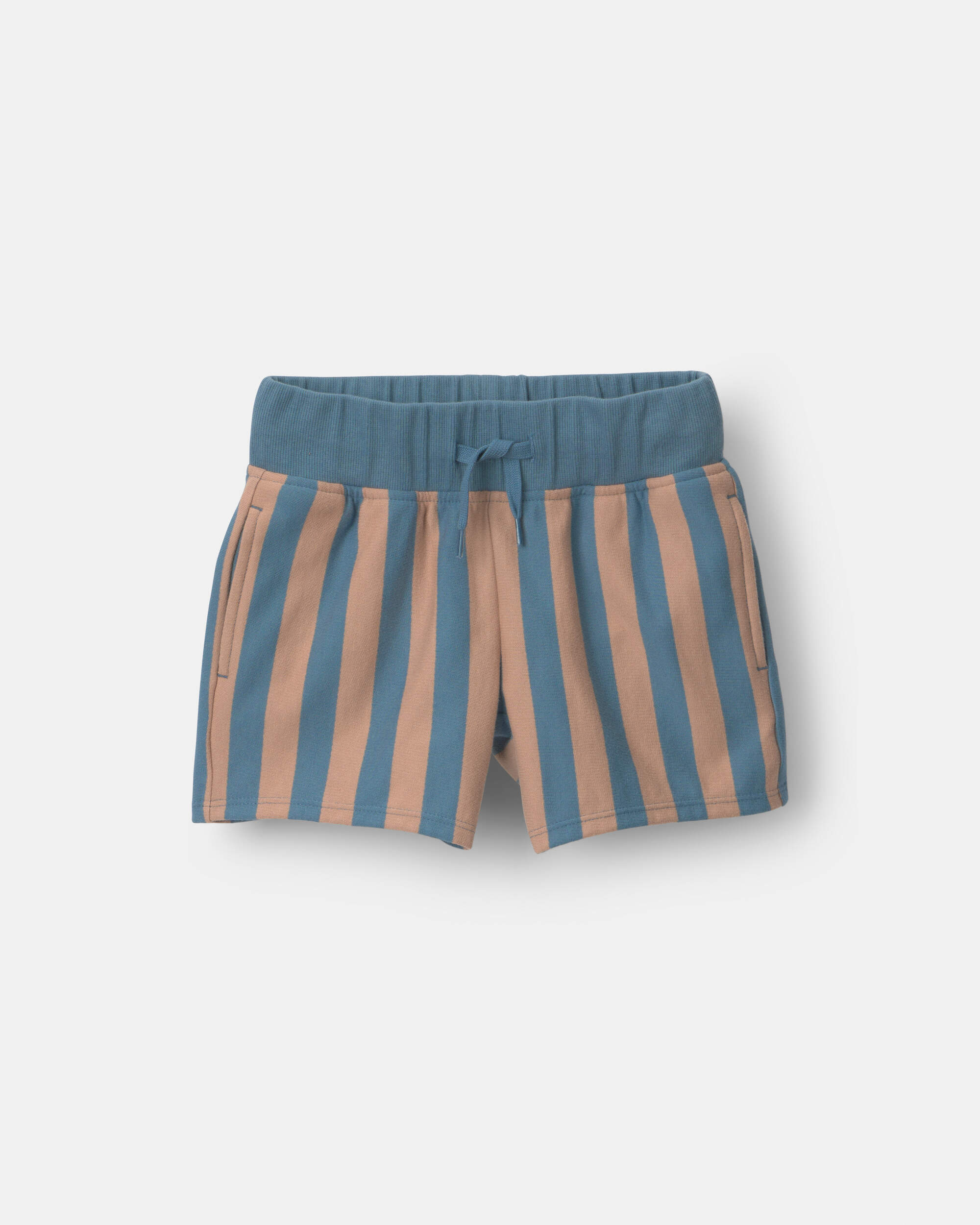 Toddler Boy Long-Line Short Stripes - Slate/Brown