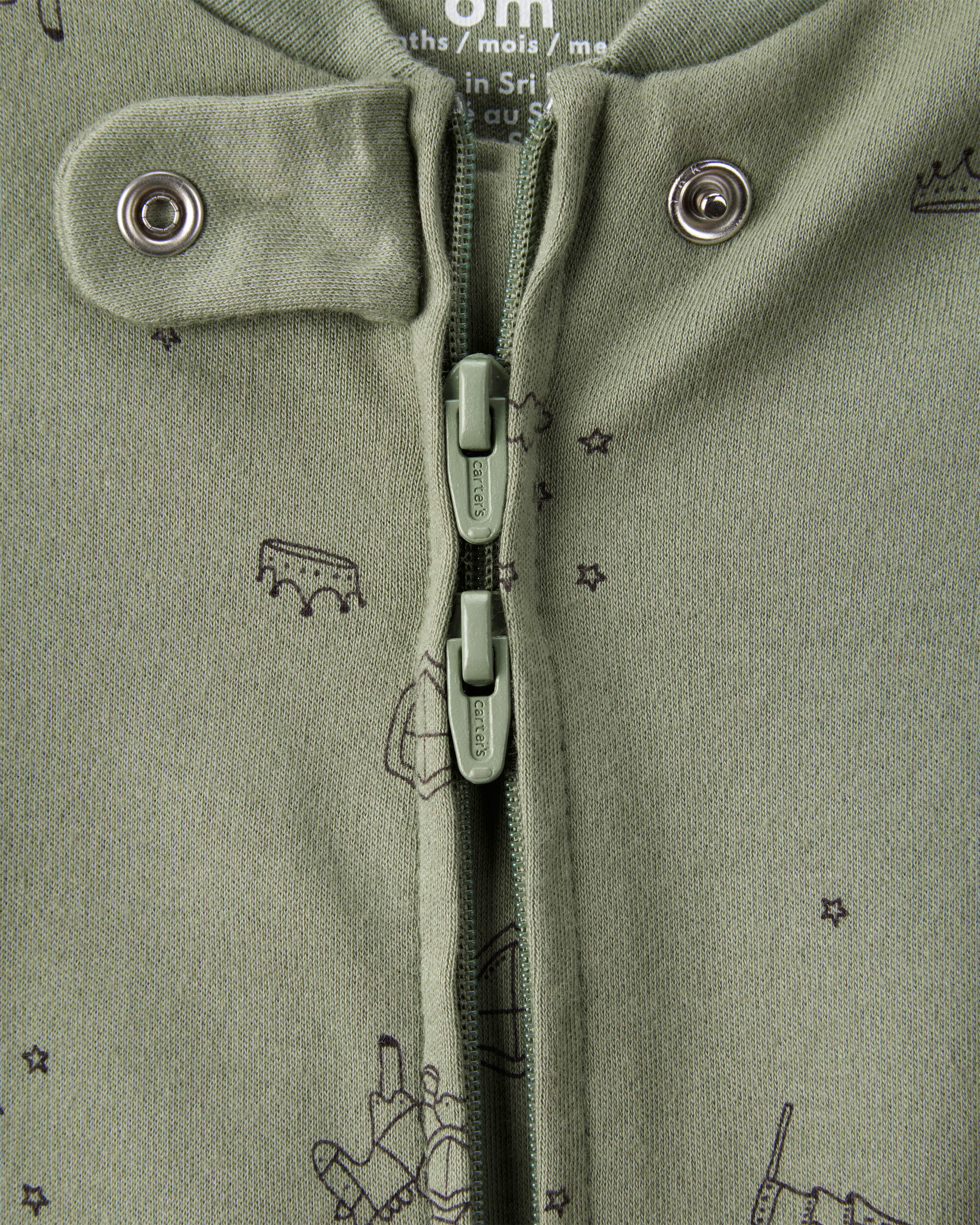 Baby Boy Dragon Print 100% Cotton Long-Sleeve Sleeper - Green