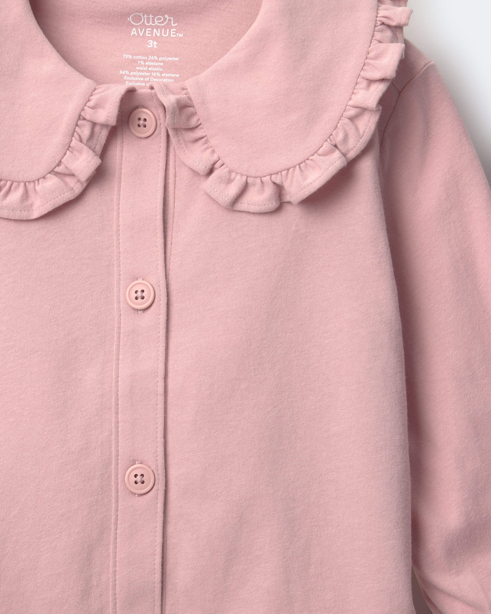 Toddler Girl Peter Pan Collar Top - Blush