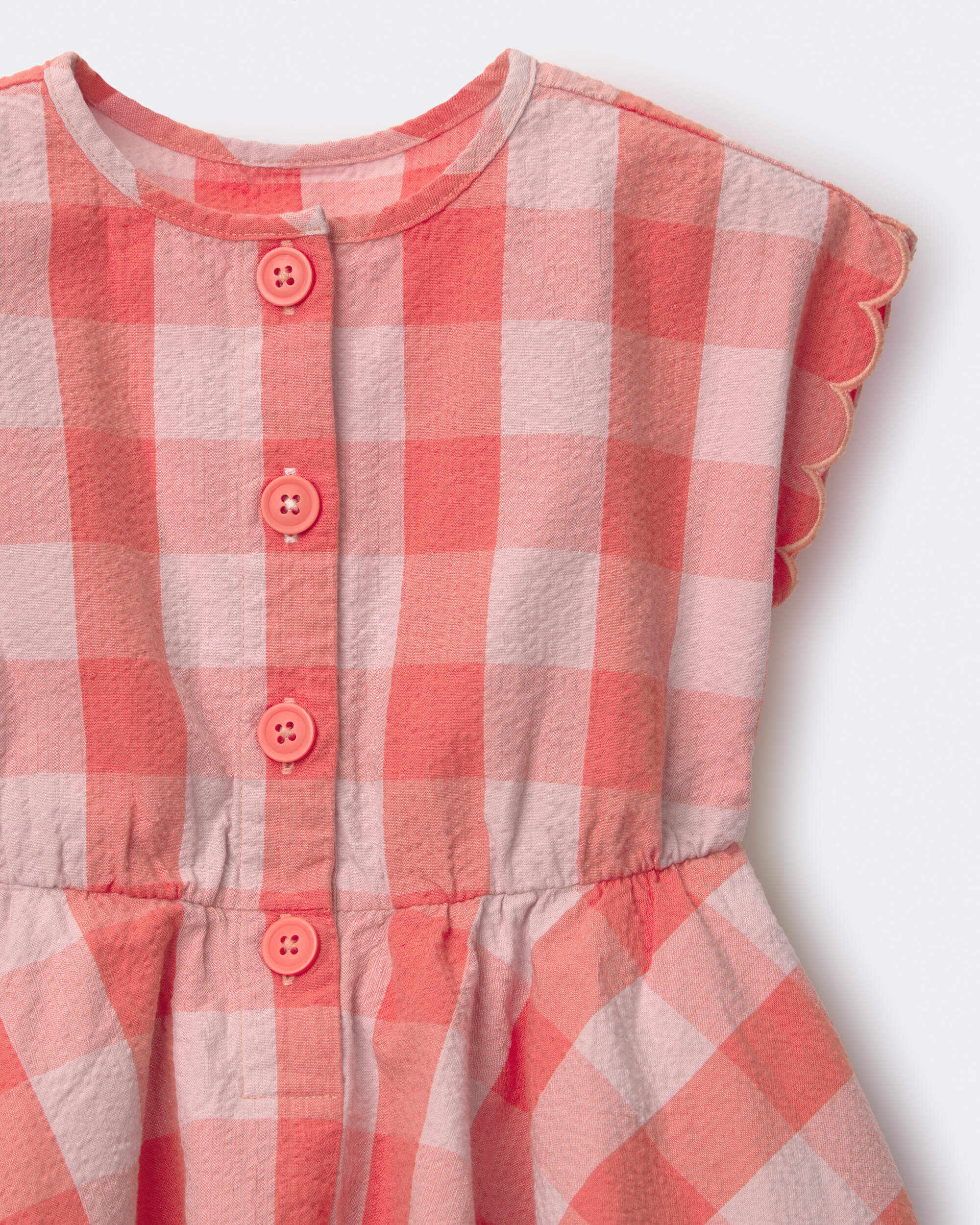 Toddler Girl Avenue Twirl™ Gingham Scalloped Dress - Light Pink/Orange