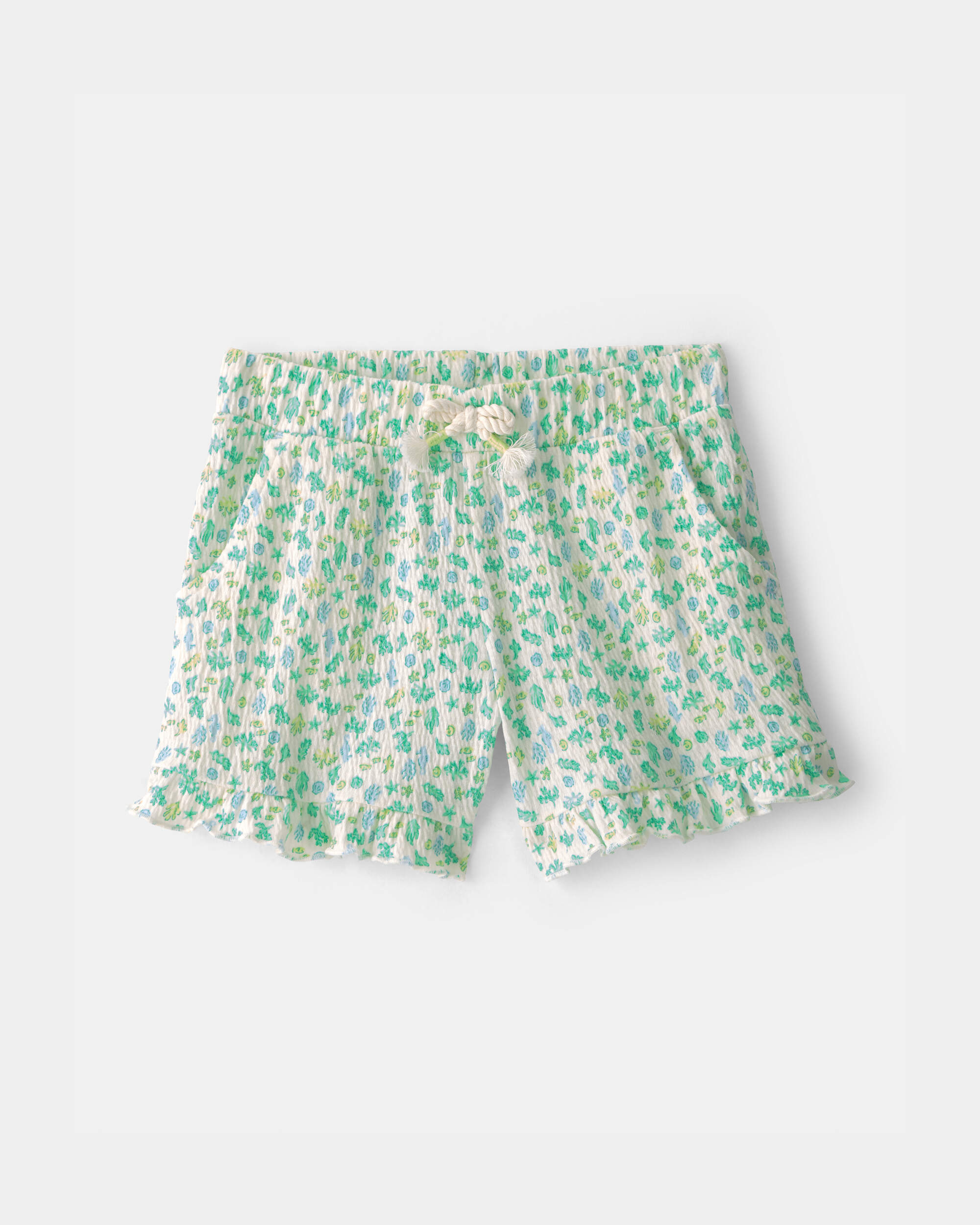 Toddler Girl Ruffle-Trim Floral Fashion Shorts - Green