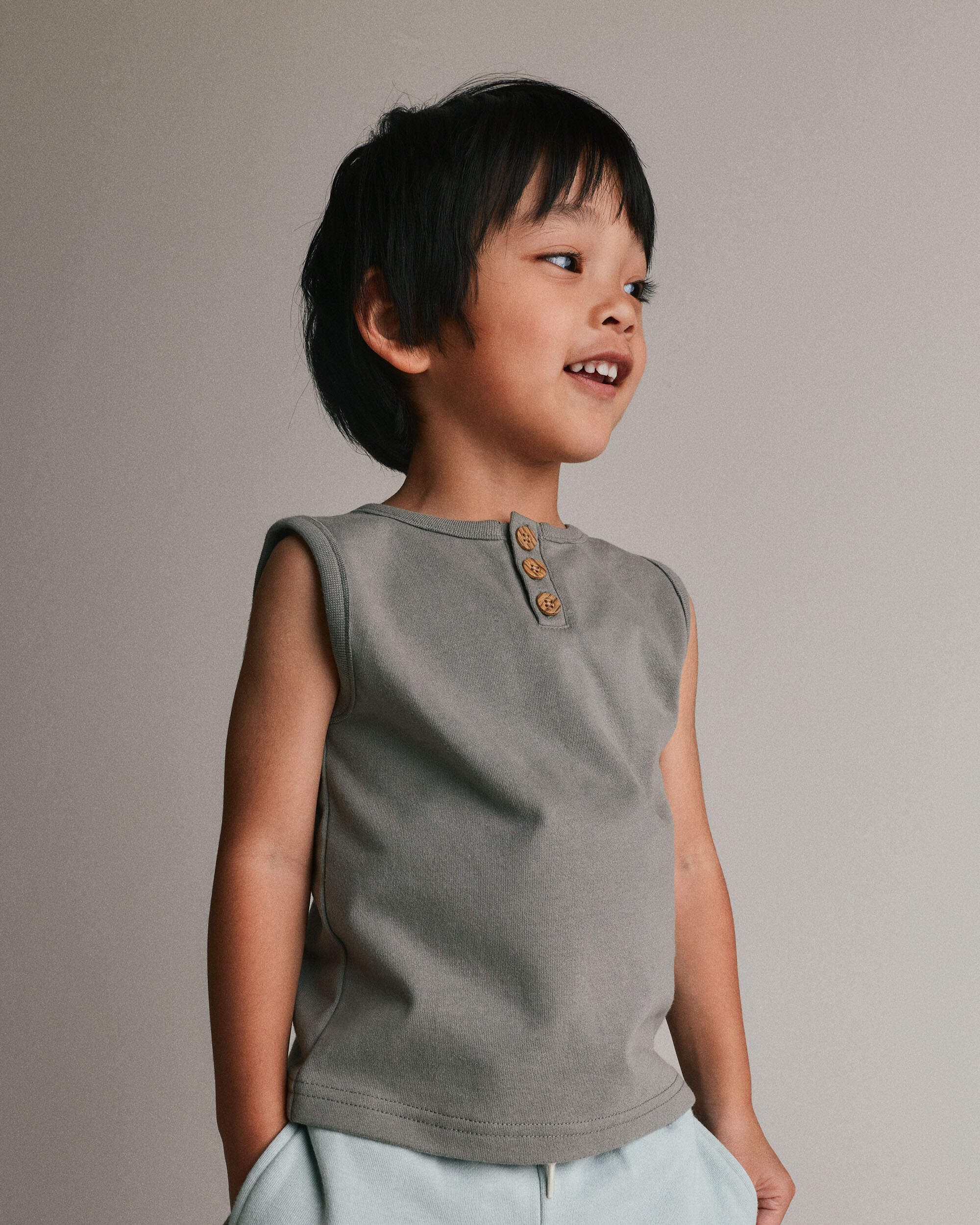 Toddler Boy Henley Tank - Sage