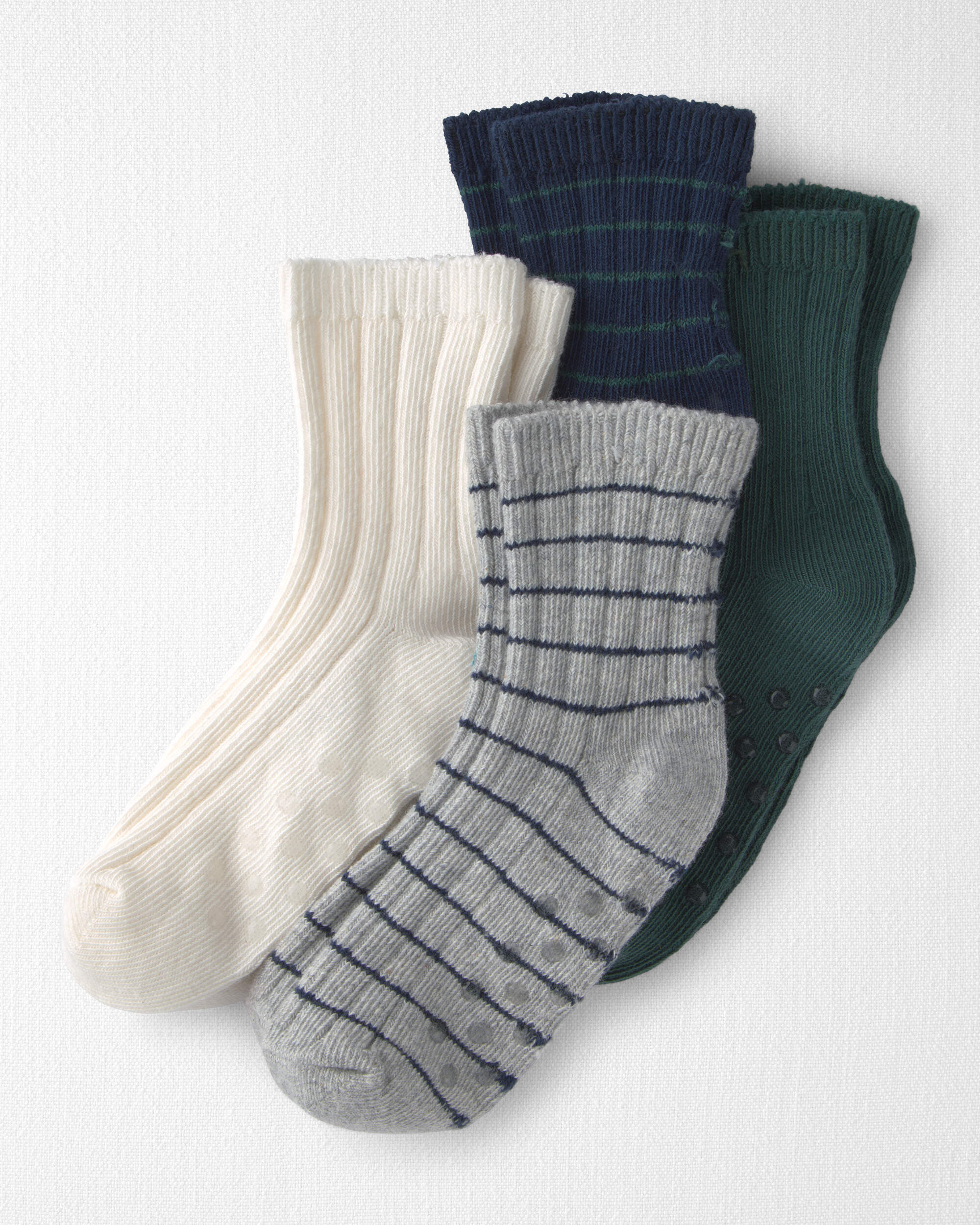 Toddler 4-Pack No-Slip Ankle Socks Made with Organic Cotton