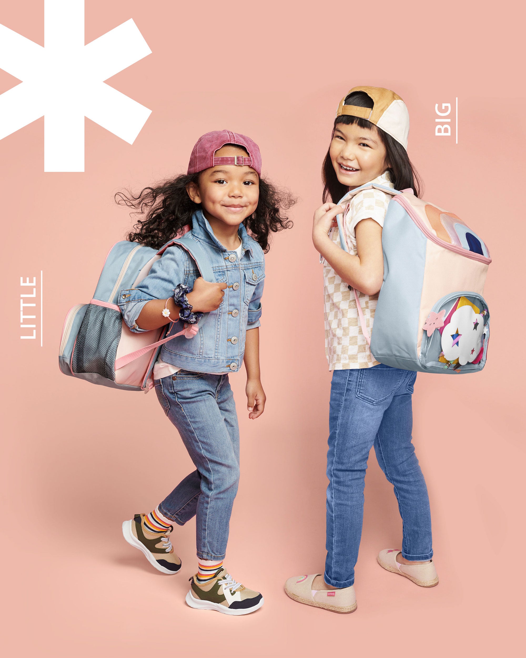 Little kid with big sale backpack