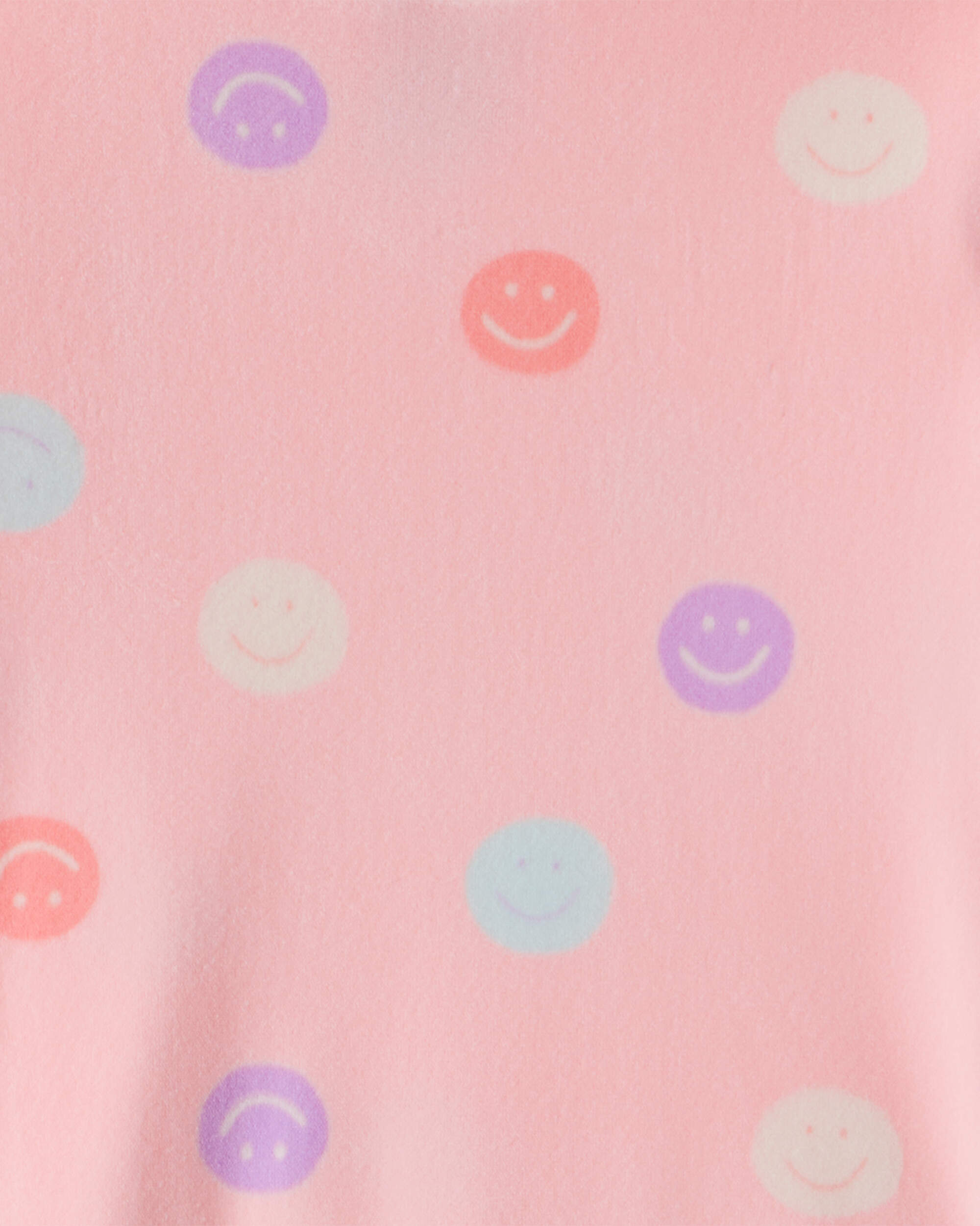 Toddler Girl Smiley Face Print DreamPlush Long-Sleeve Snug Fit 2-Piece Pyjamas - Pink