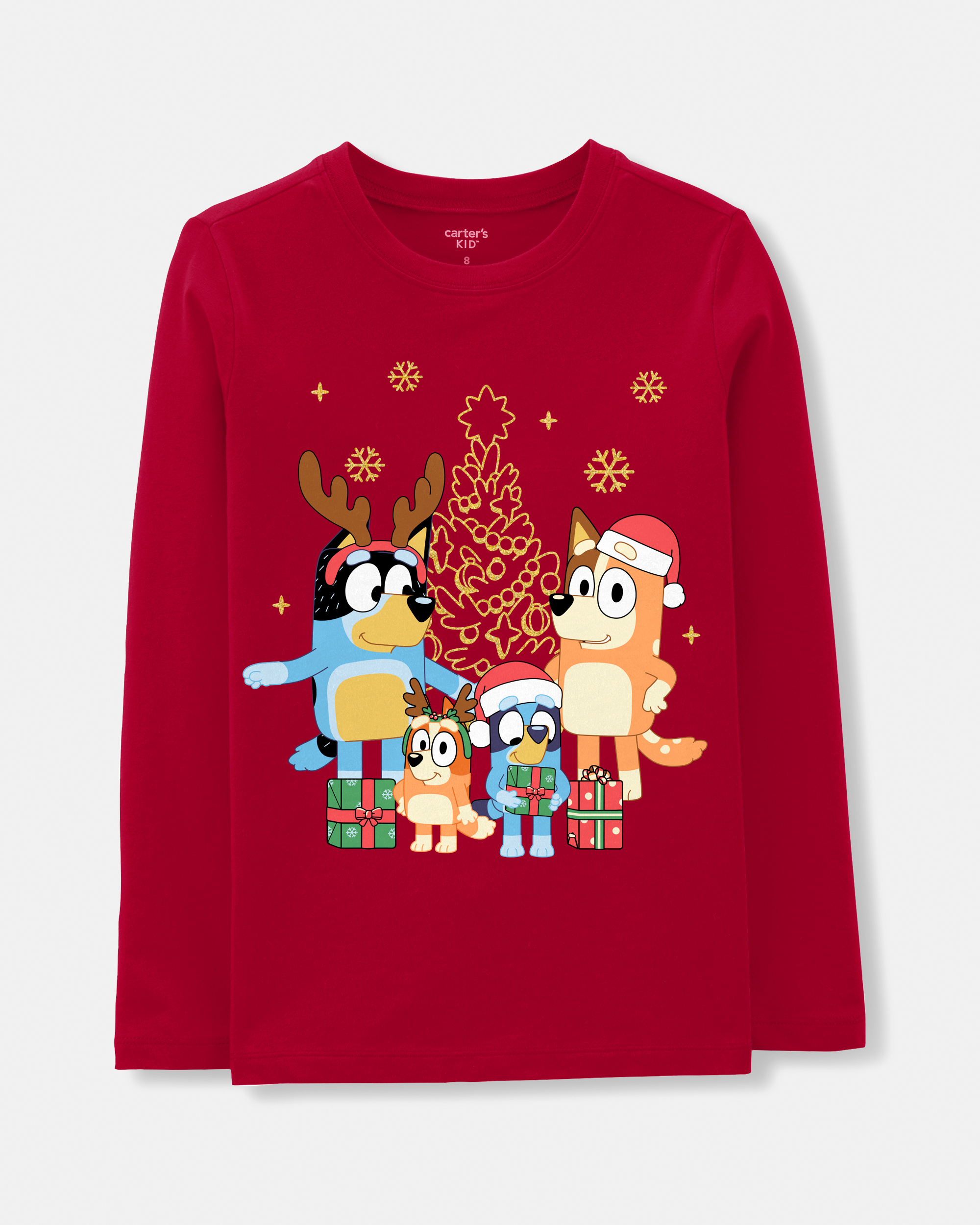 Toddler Girl Christmas Bluey™ Long-Sleeve Graphic Tee - Red