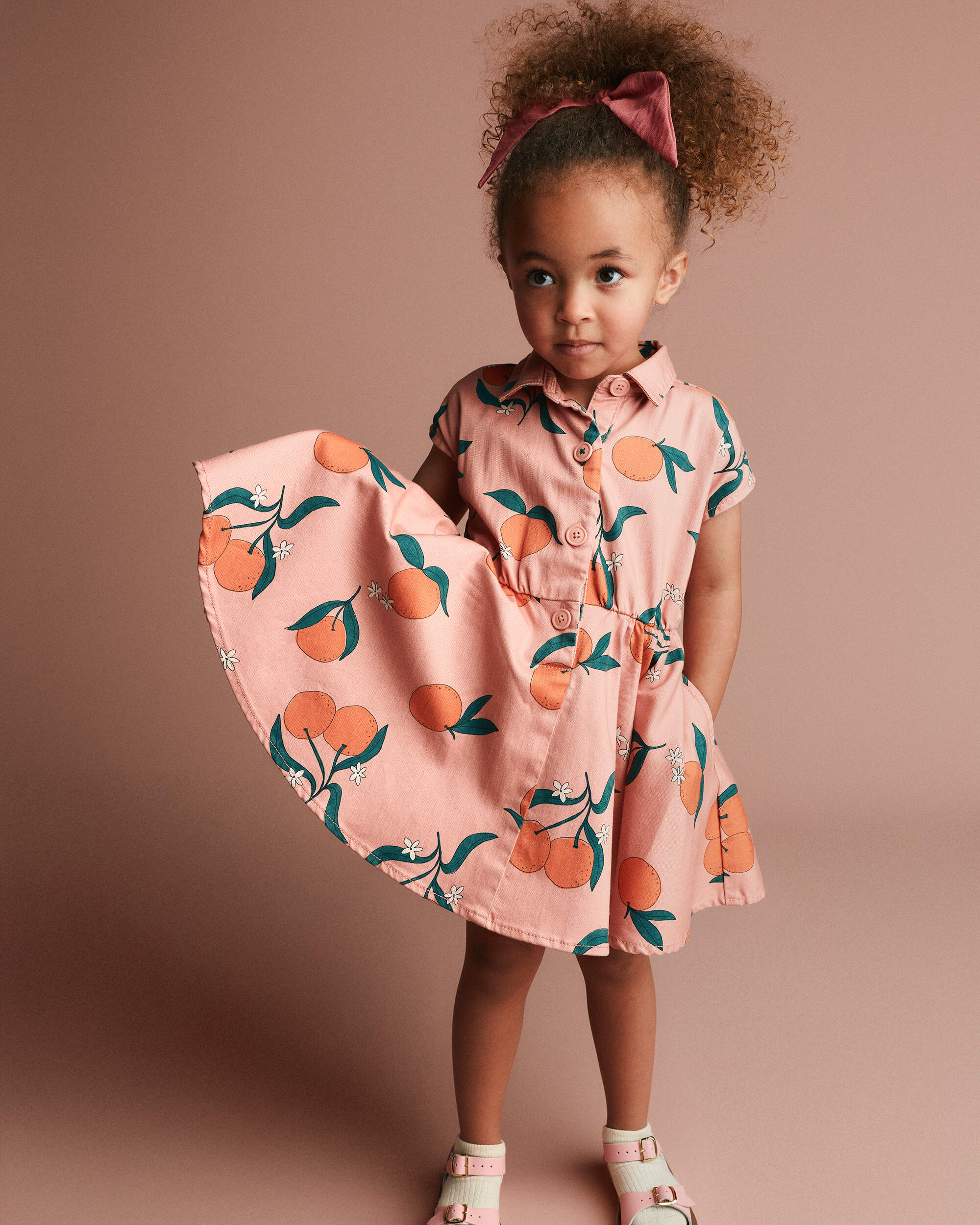 Toddler Girl Avenue Twirl™ Dress Clementine Grove Print - Peach