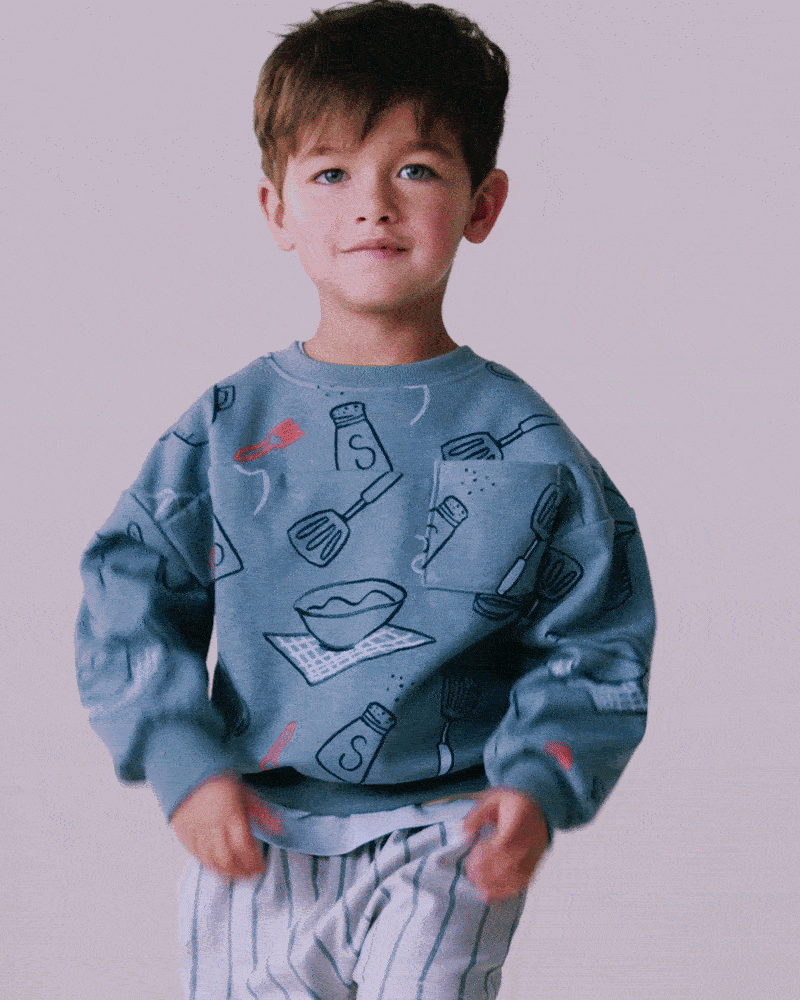 Toddler Baking Wide-Arm Pocket Sweatshirt - Teal