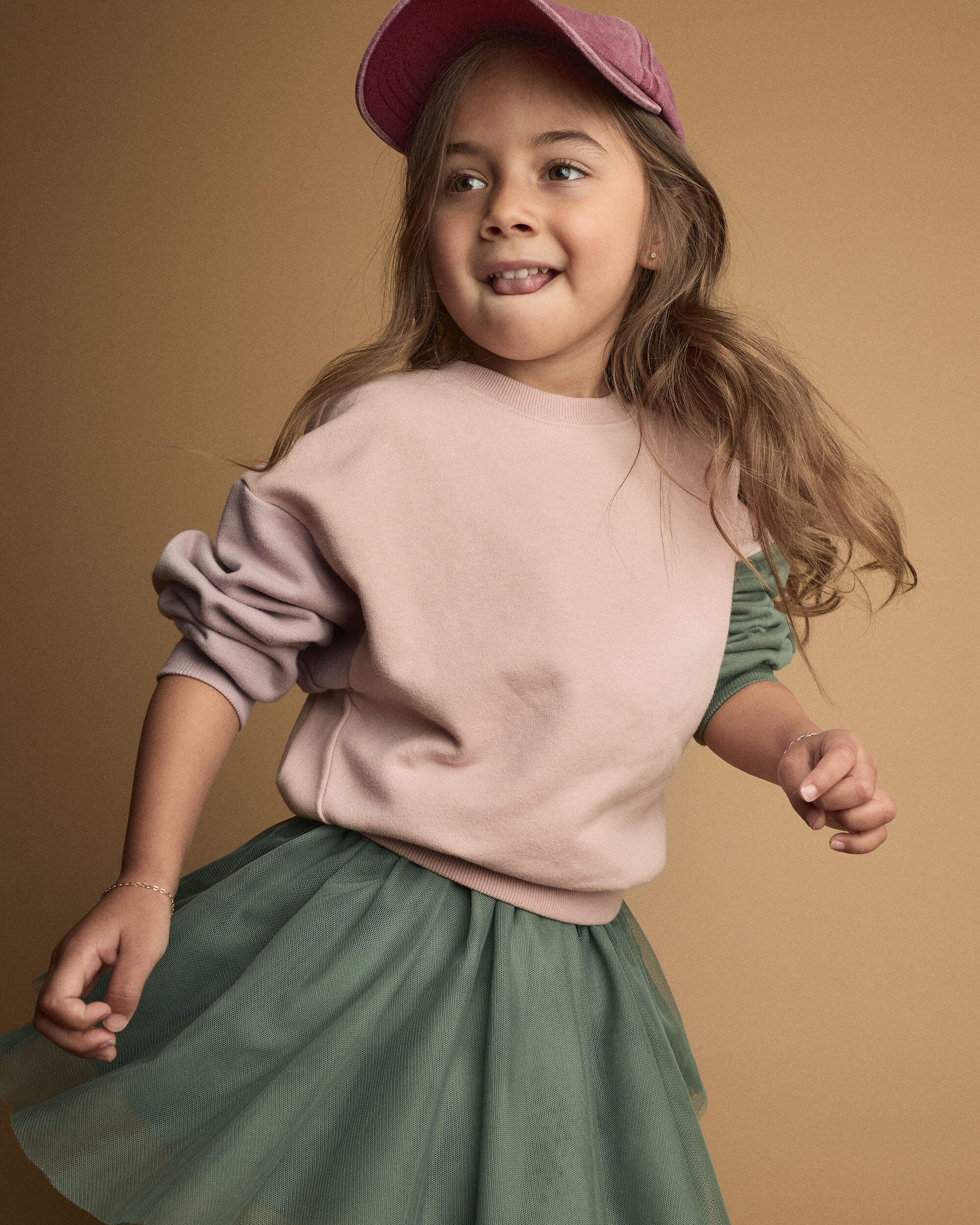 Toddler Girl Colourblock Pullover Sweatshirt - Blush/Mauve/Olive