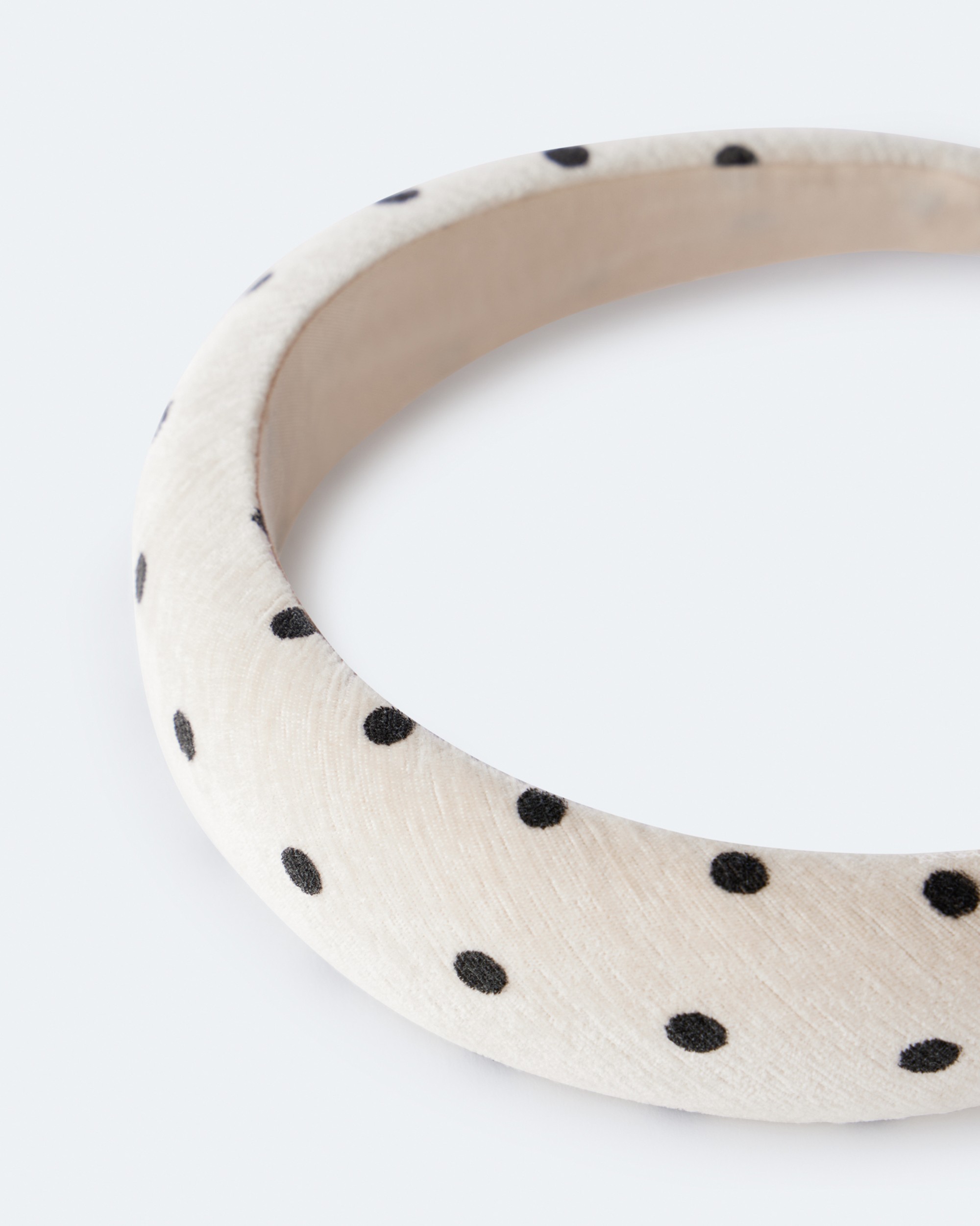 Toddler Girl Velvety Polka Dot Padded Headband - Khaki/Black