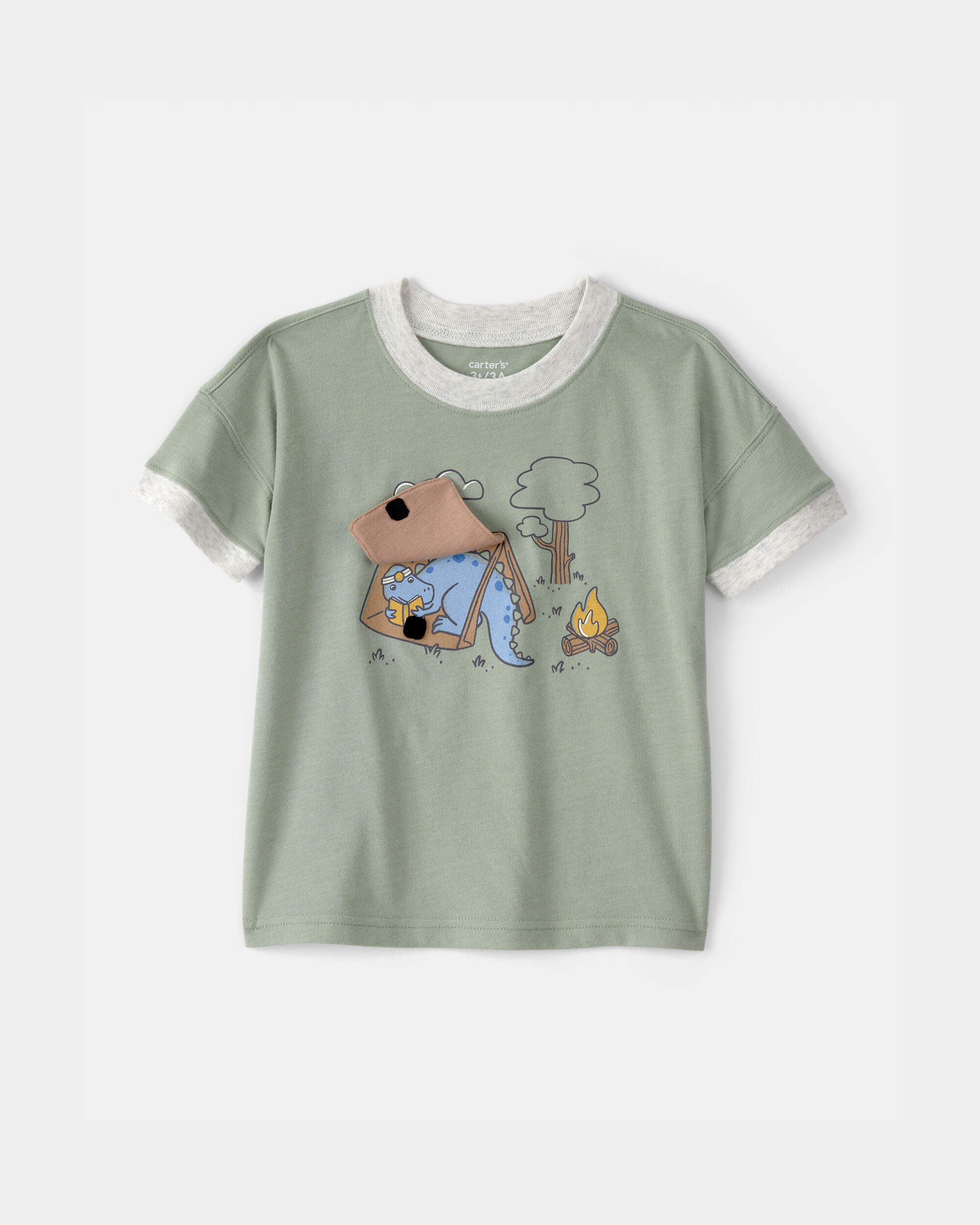 Toddler Boy Camping Dinosaur Graphic Tee - Green