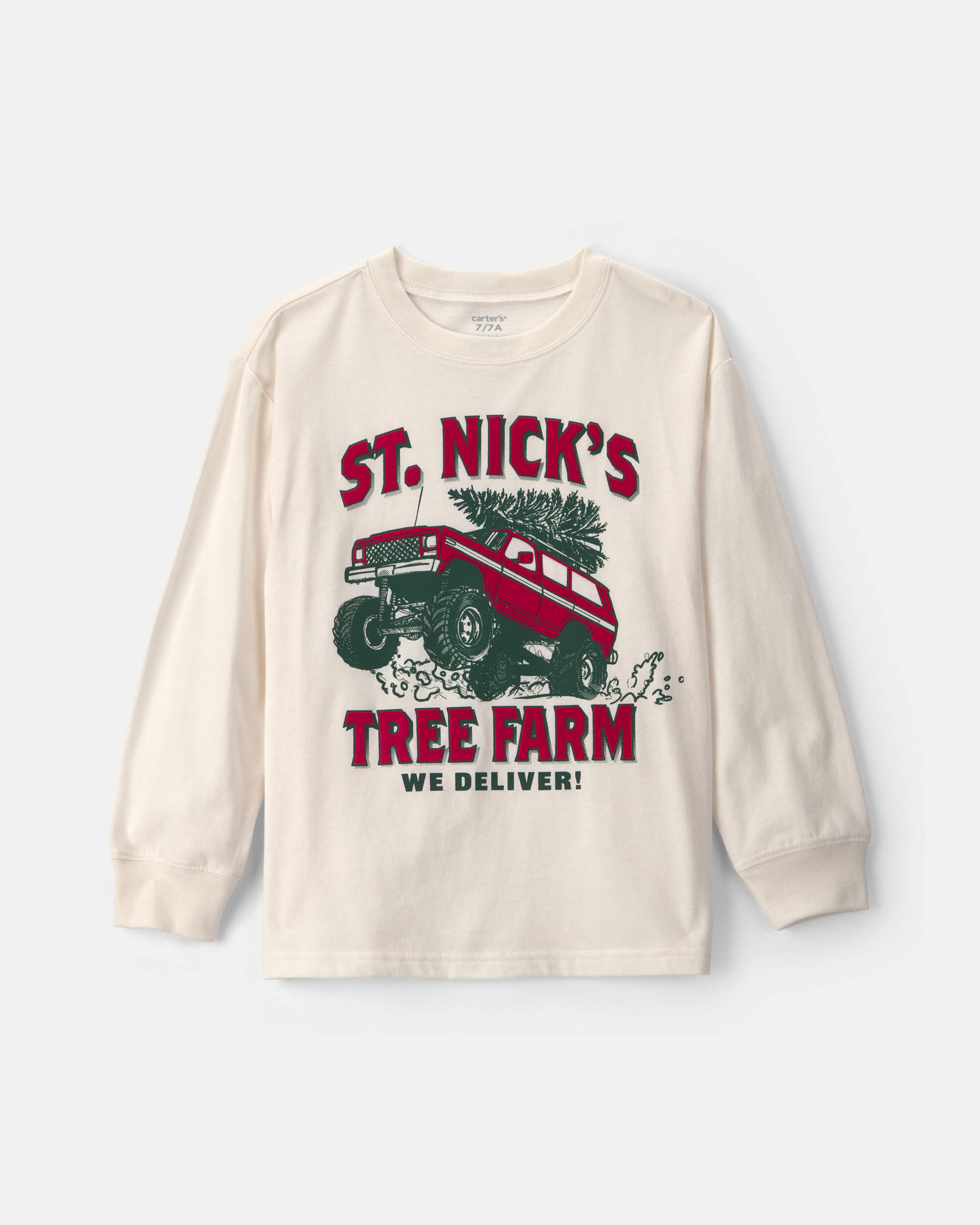 Boys 'St. Nick's Tree Farm' Long-Sleeve Graphic Tee - Cream