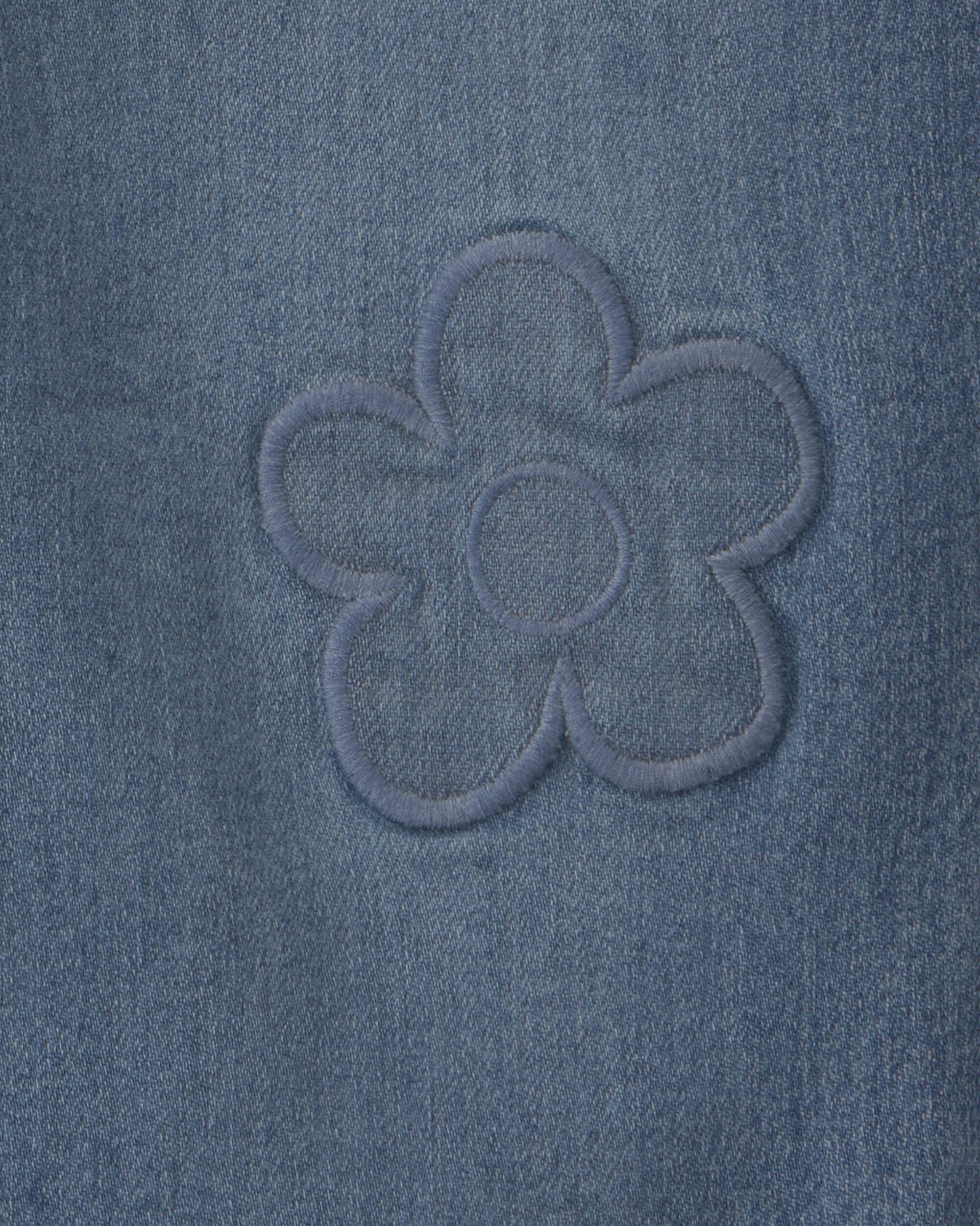 Toddler Girl Acid-Wash Denim Baggy Cuffed Flower Jeans - Blue/Pink
