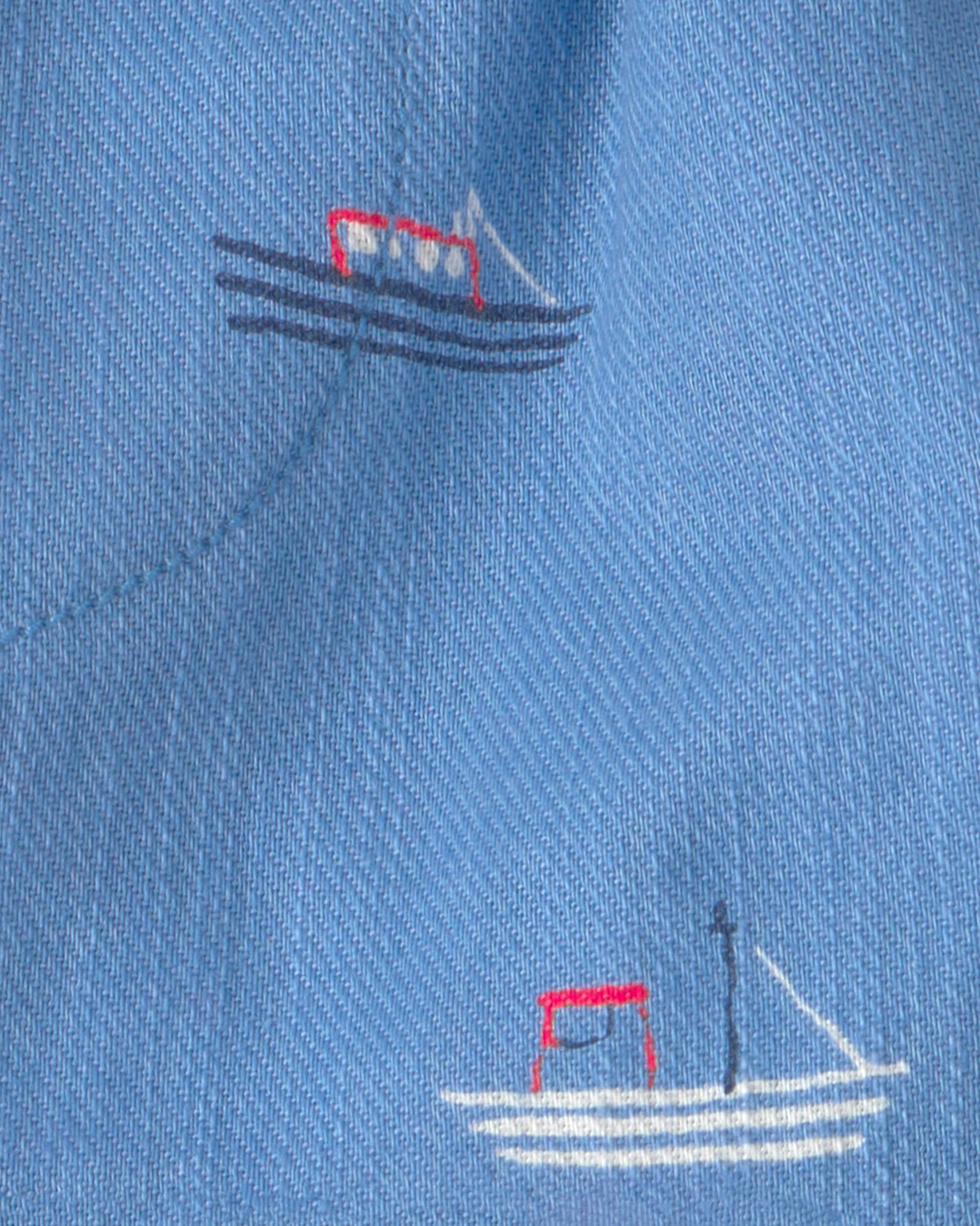 Baby Boy Sailboat Twill Shorts - Blue